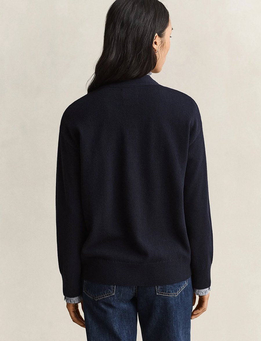 Gant - SUPERFINE LAMBSWOOL CARDIGAN - cardigans - evening blue - 2
