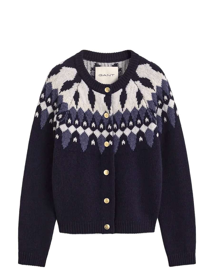 Gant - FAIRISLE C-NECK CARDIGAN - evening blue - 1