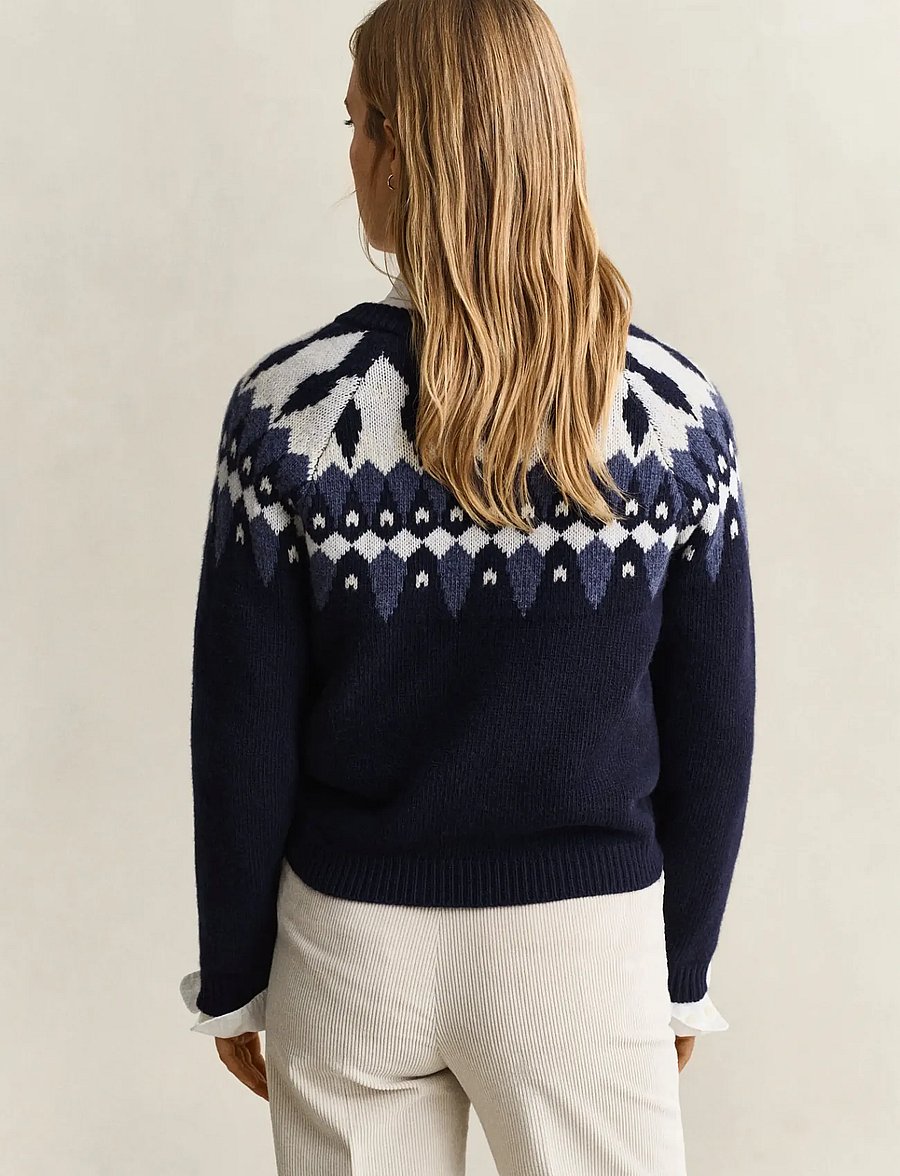 Gant - FAIRISLE C-NECK CARDIGAN - evening blue - 2
