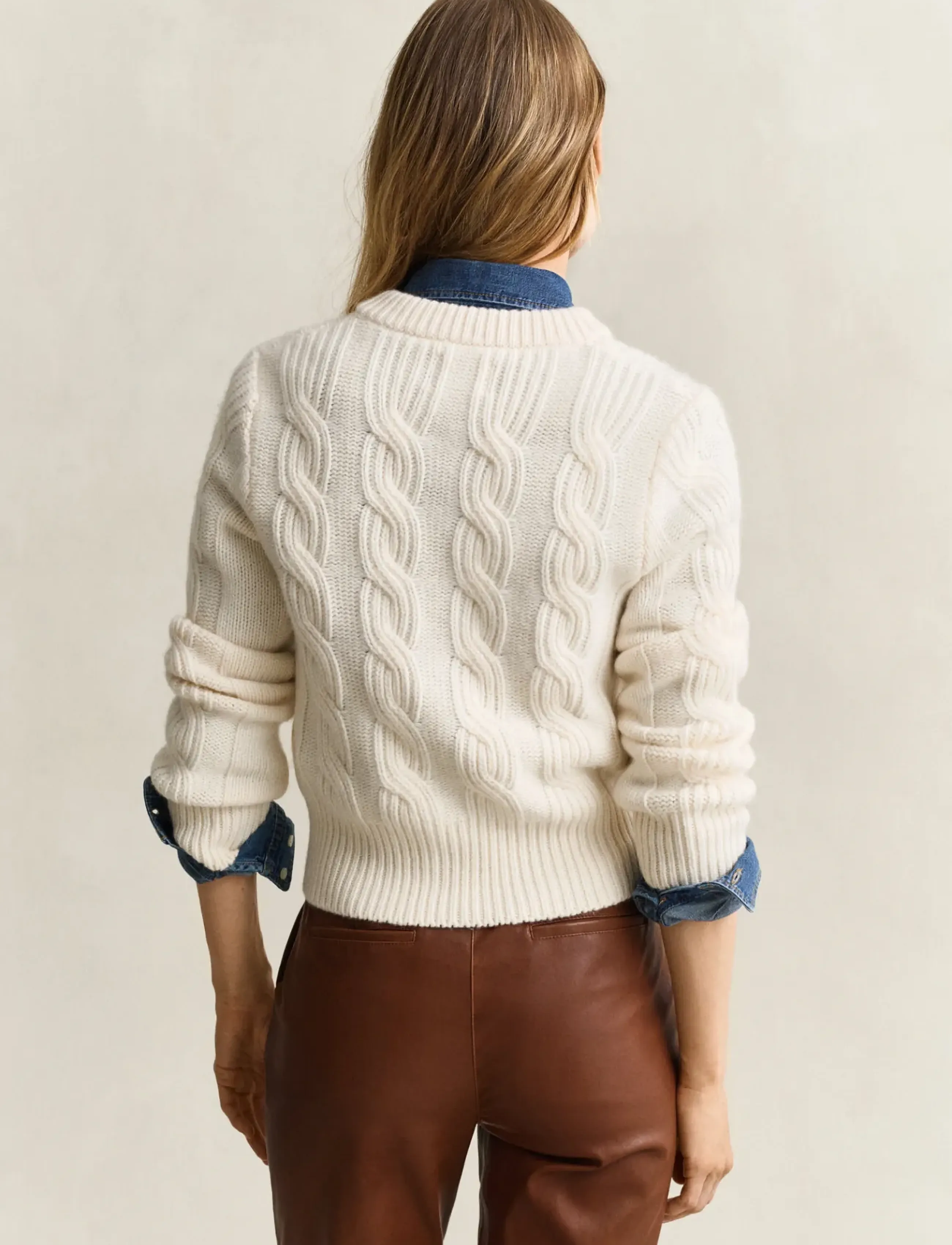 Gant Wool Blend Cable Knit Cardigan dam – bild 2