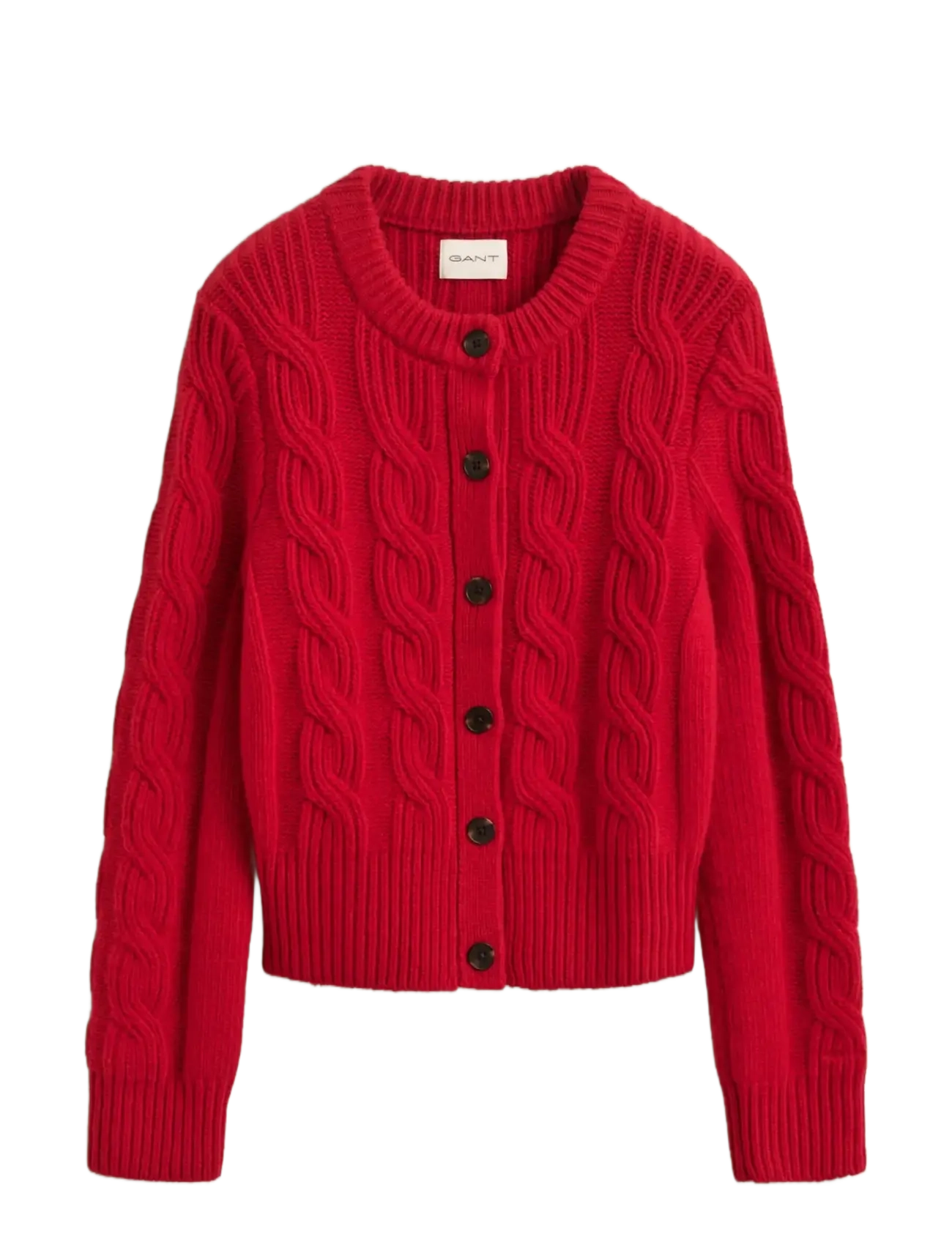 Gant WOOL BLEND CABLE KNIT CARDIGAN - Koftor - RUBY RED / red