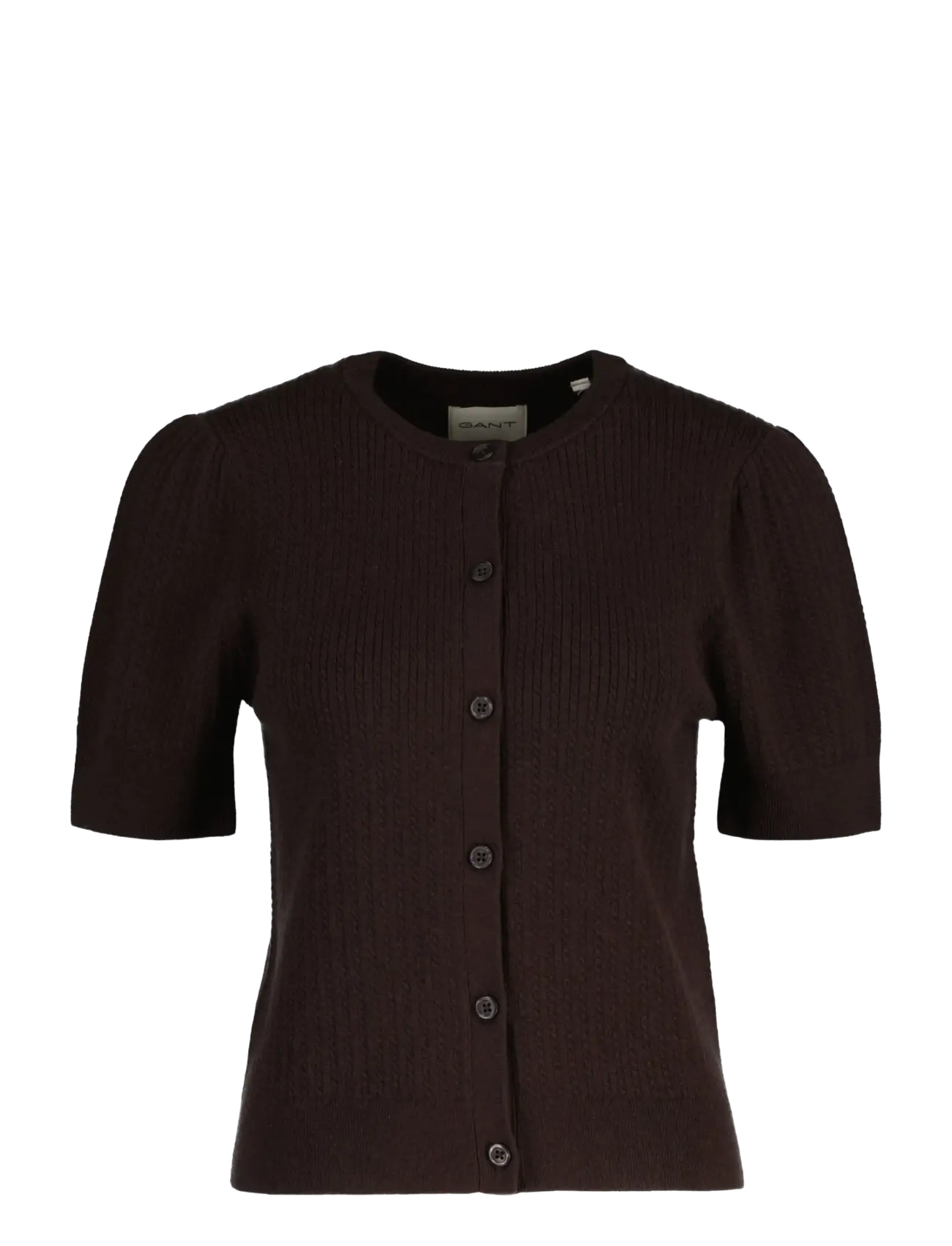 Gant MINI CABLE C-NECK CARDIGAN SS - Everyday Style - DEEP BROWN / brown
