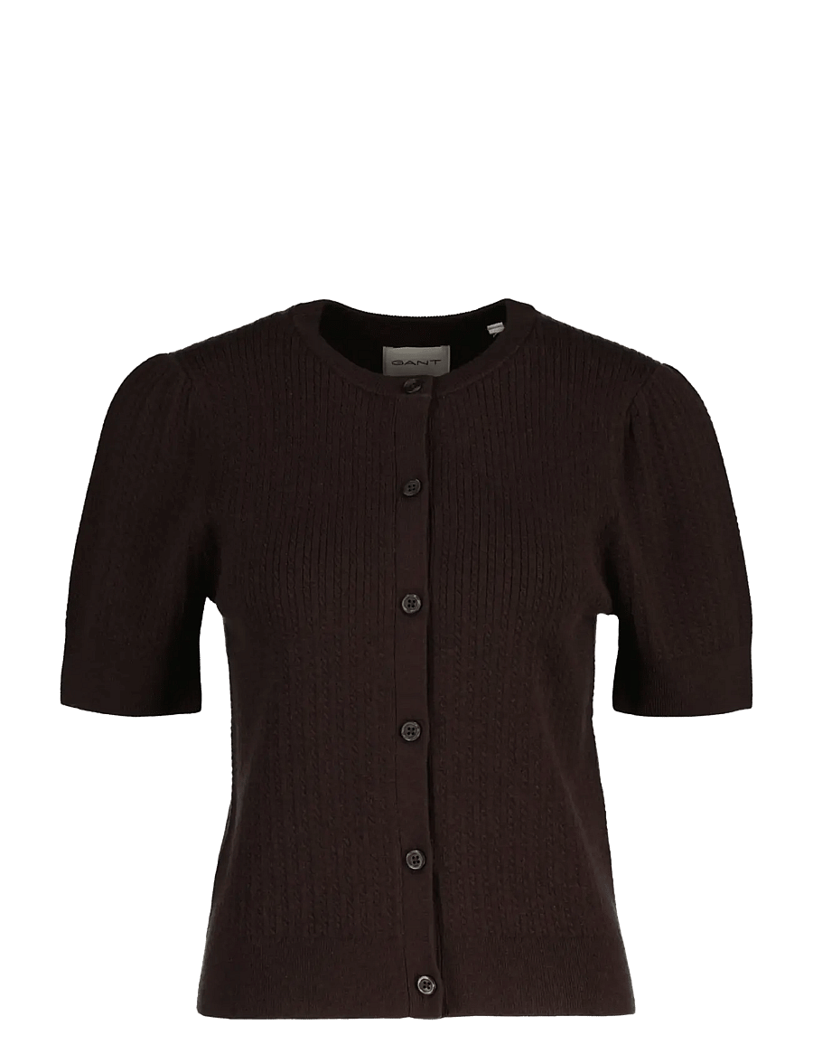 Gant - MINI CABLE C-NECK CARDIGAN SS - cardigans - deep brown - 0