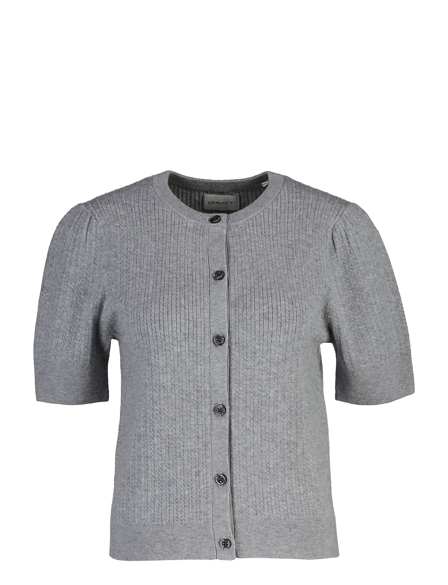 Gant - MINI CABLE C-NECK CARDIGAN SS - grey melange - 0
