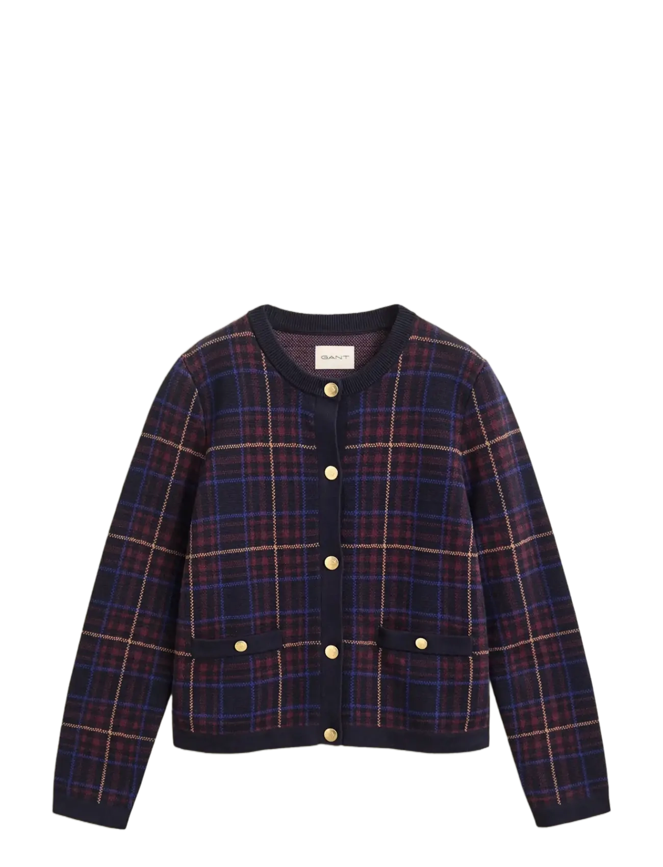 Gant - CHECK KNIT C-NECK CARDIGAN - evening blue - 2