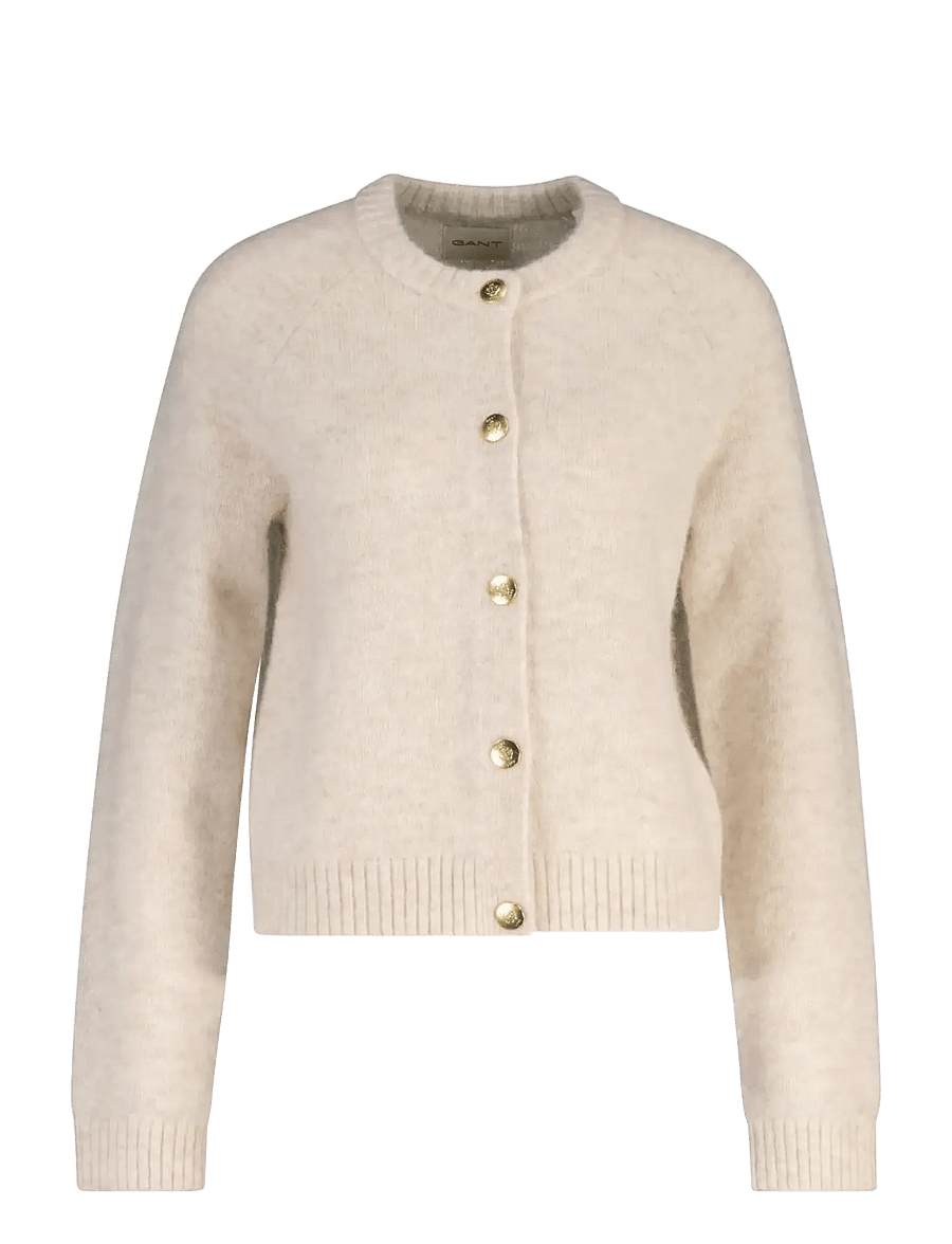 Gant - ALPACA BLEND C-NECK CARDIGAN - cardigans - light beige melange - 0