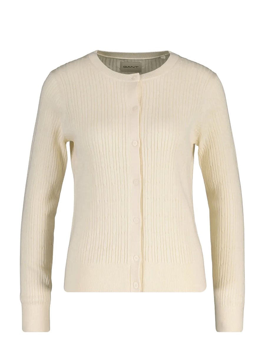 Gant - MINI CABLE KNIT CARDIGAN - cardigans - cream - 0
