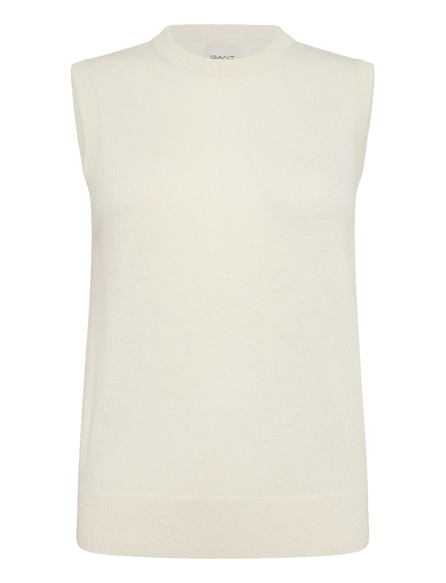 Gant - WOOL KNITTED VEST - kootud vestid - cream - 0