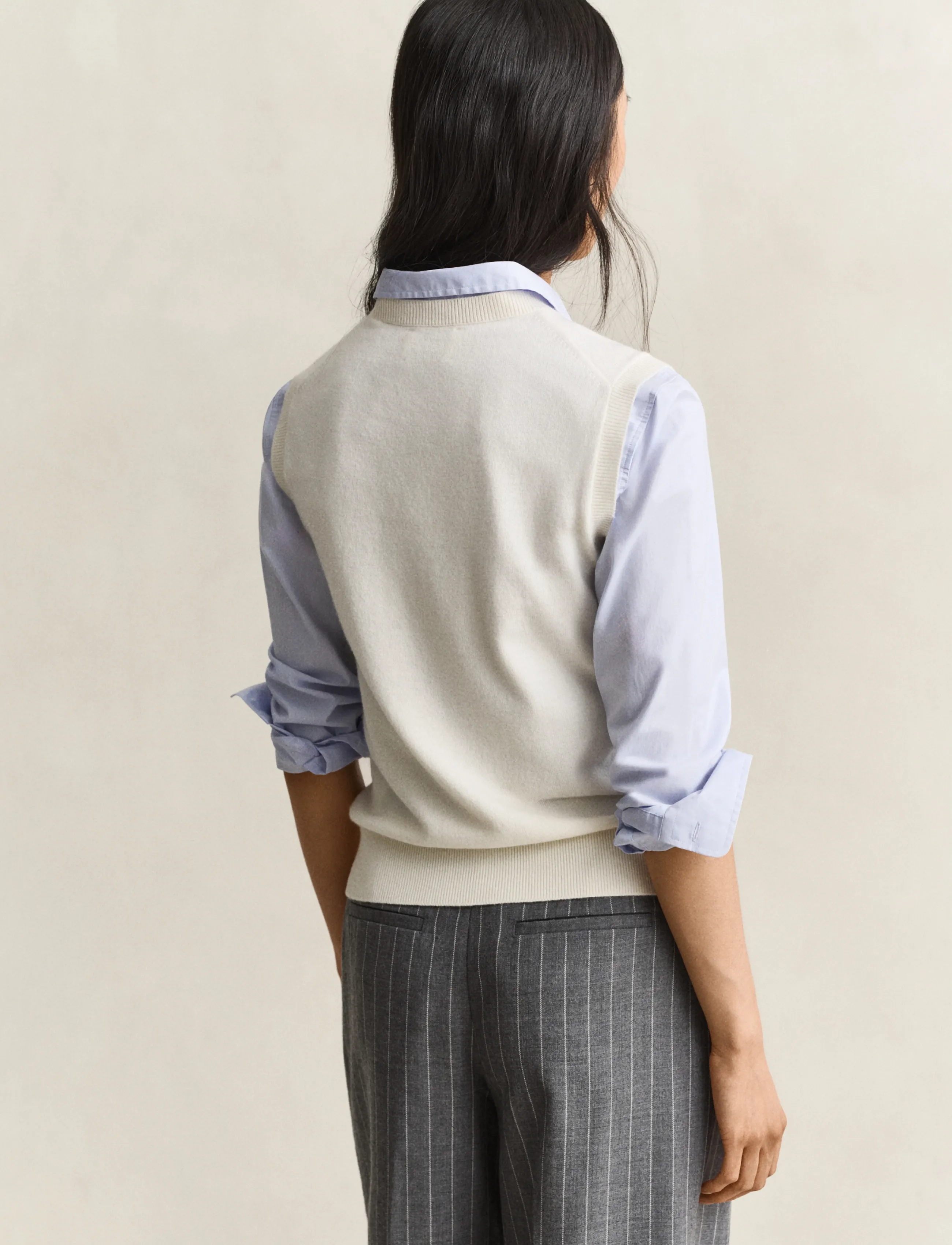 Gant - WOOL KNITTED VEST - knitted vests - cream - 3