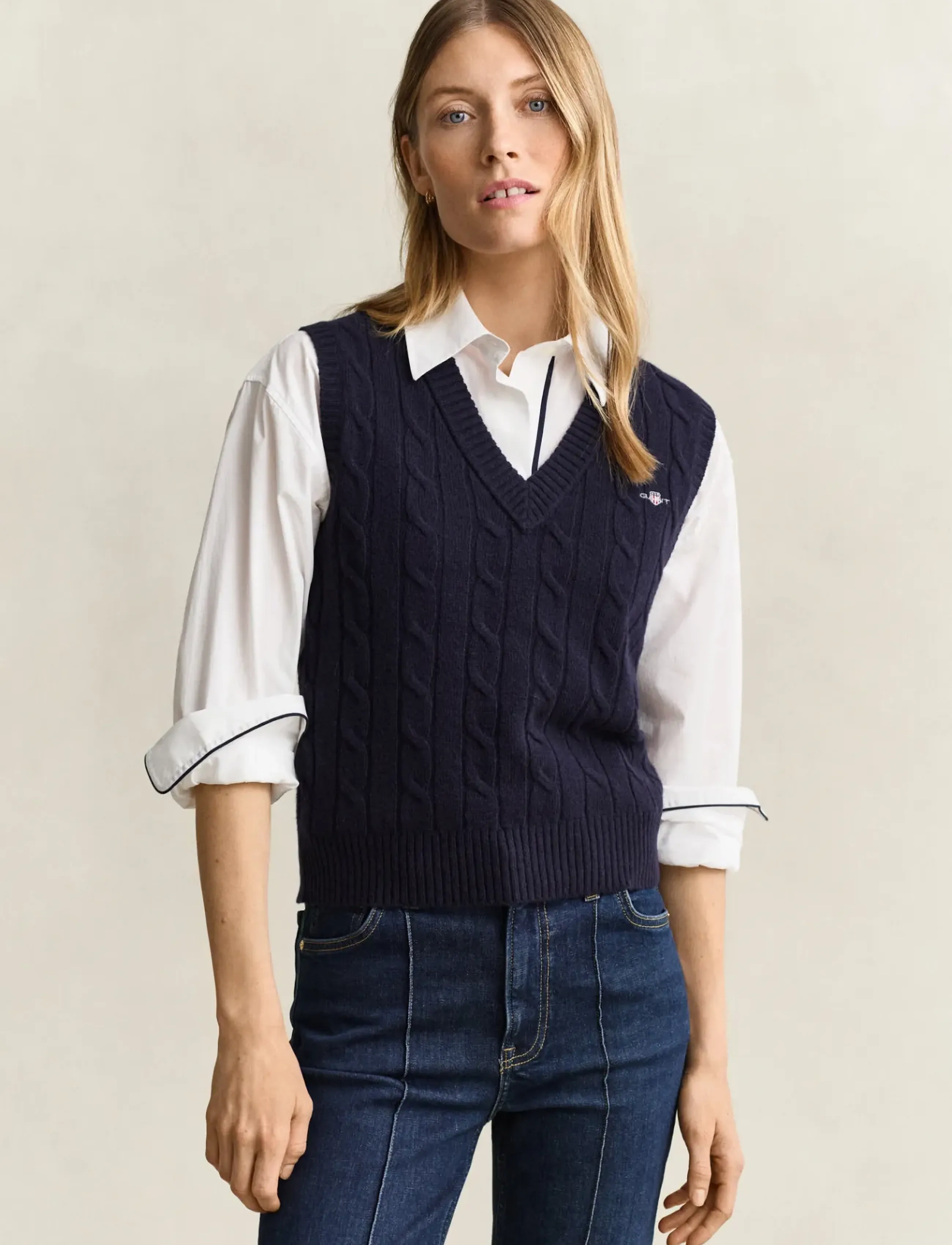 Lambswool Cable Knit Vest