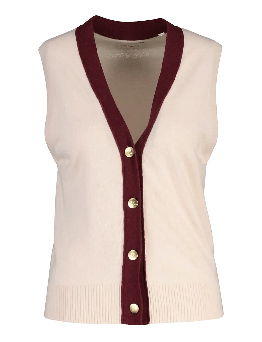 Gant - CONTRAST KNIT VEST - stickade västar - refined pink - 0