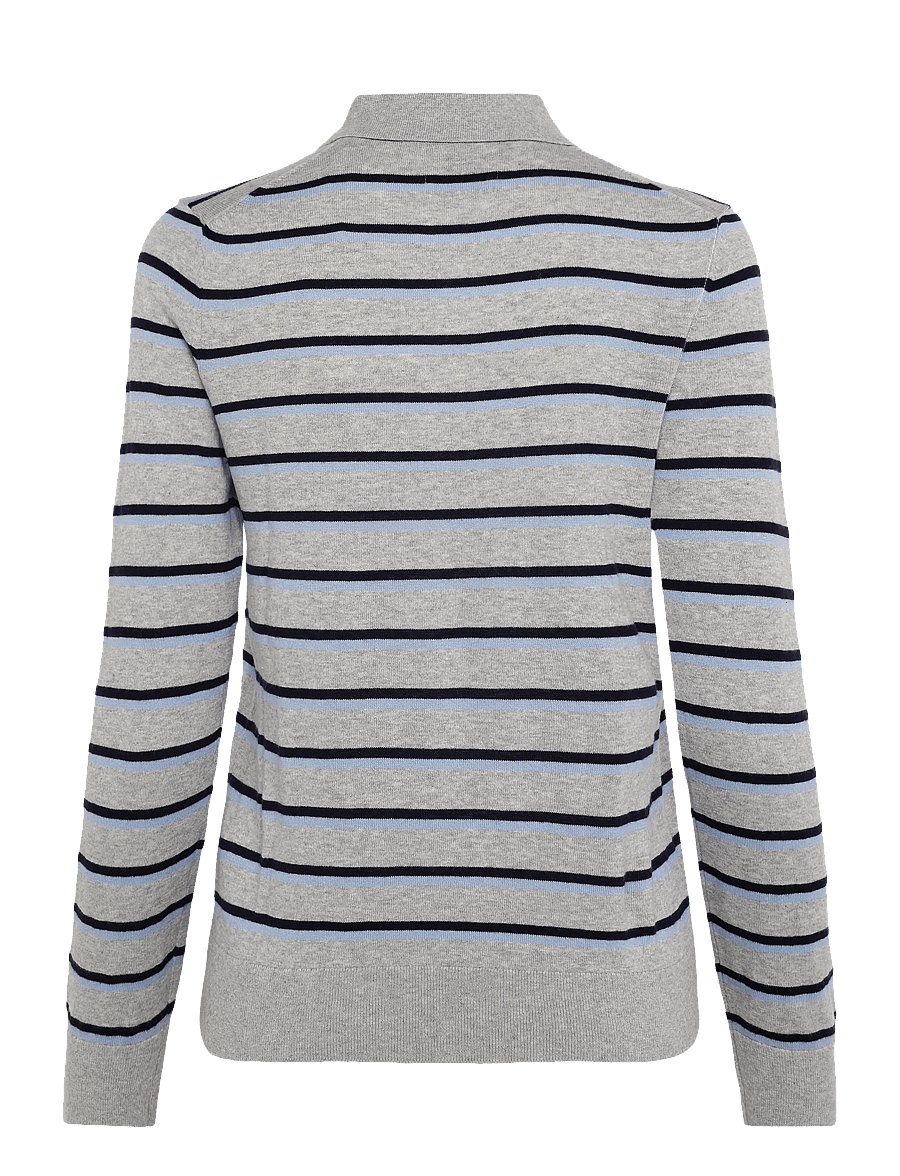 Gant - FINE KNIT STRIPED RUGGER - pullover - grey melange - 1