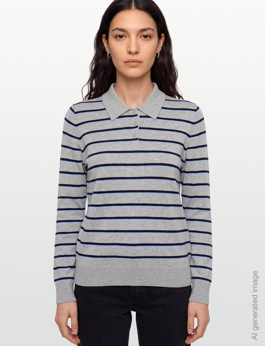 Gant - FINE KNIT STRIPED RUGGER - pullover - grey melange - 3