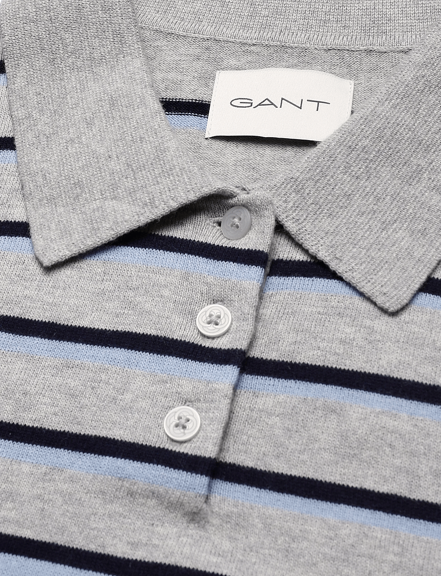 Gant - FINE KNIT STRIPED RUGGER - pullover - grey melange - 2