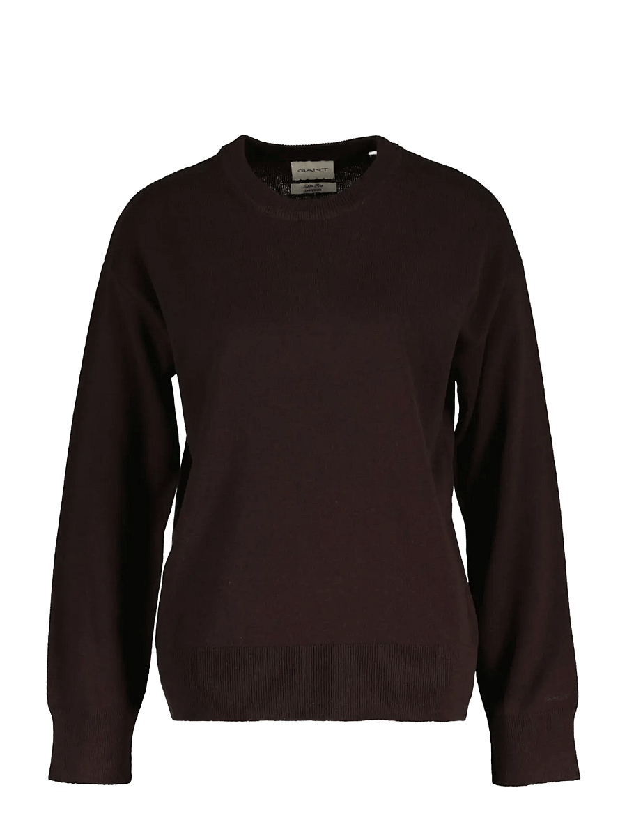 Gant - SUPERFINE LAMBSWOOL C-NECK - striktrøjer - deep brown - 1