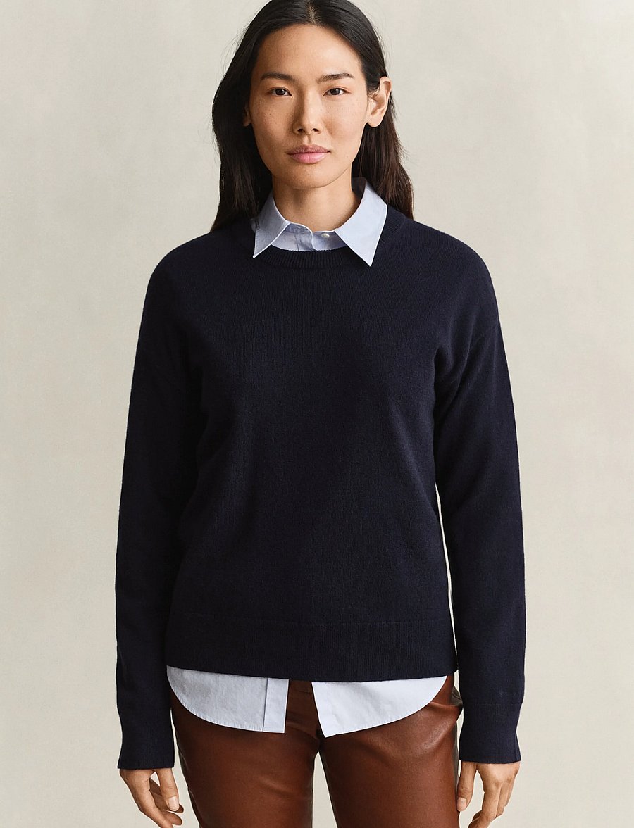 Gant - SUPERFINE LAMBSWOOL C-NECK - kampsunid - evening blue - 0