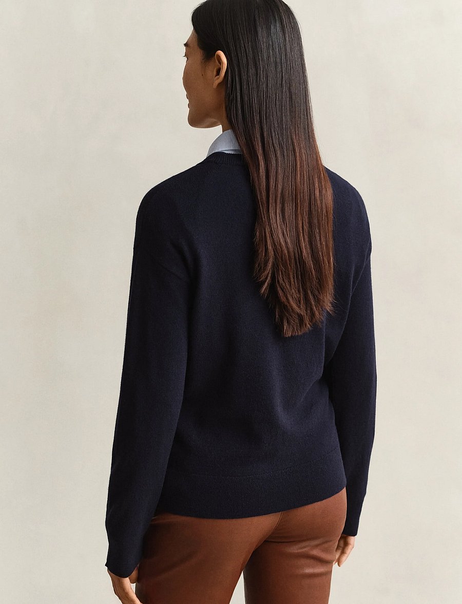 Gant - SUPERFINE LAMBSWOOL C-NECK - kampsunid - evening blue - 2