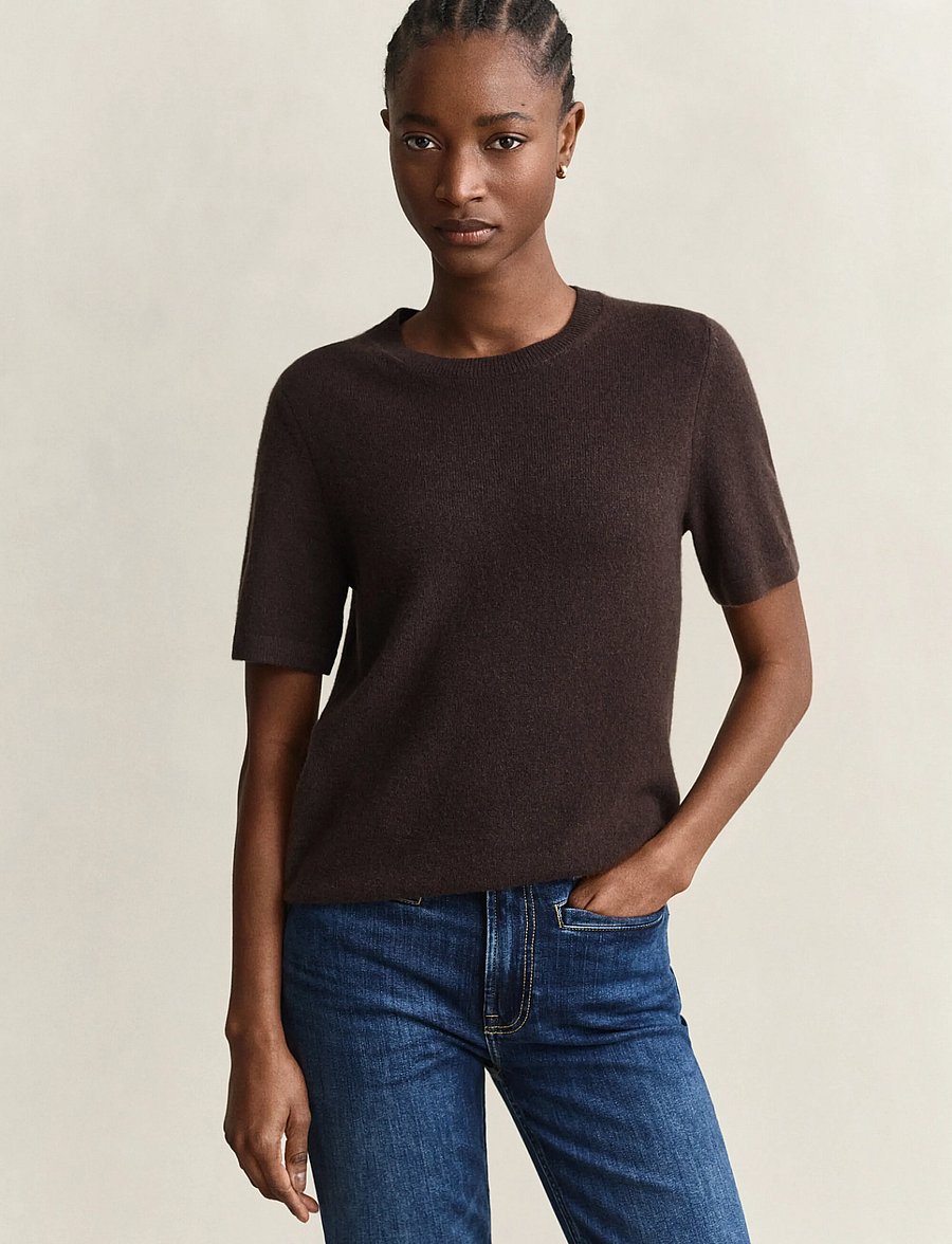 Gant - CASHMERE C-NECK SS - cashmere - deep brown - 0