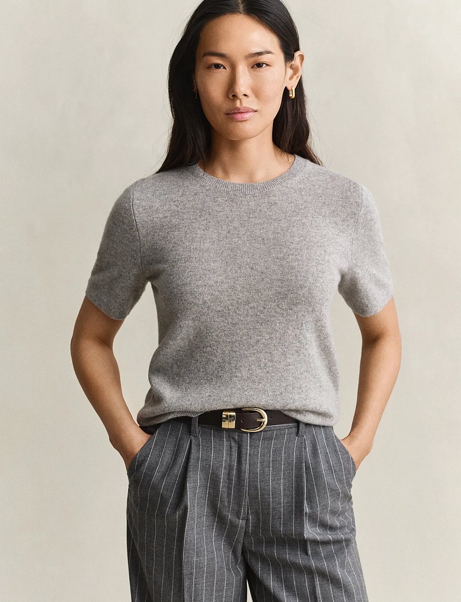 Gant - CASHMERE C-NECK SS - kaschmir - grey melange - 0
