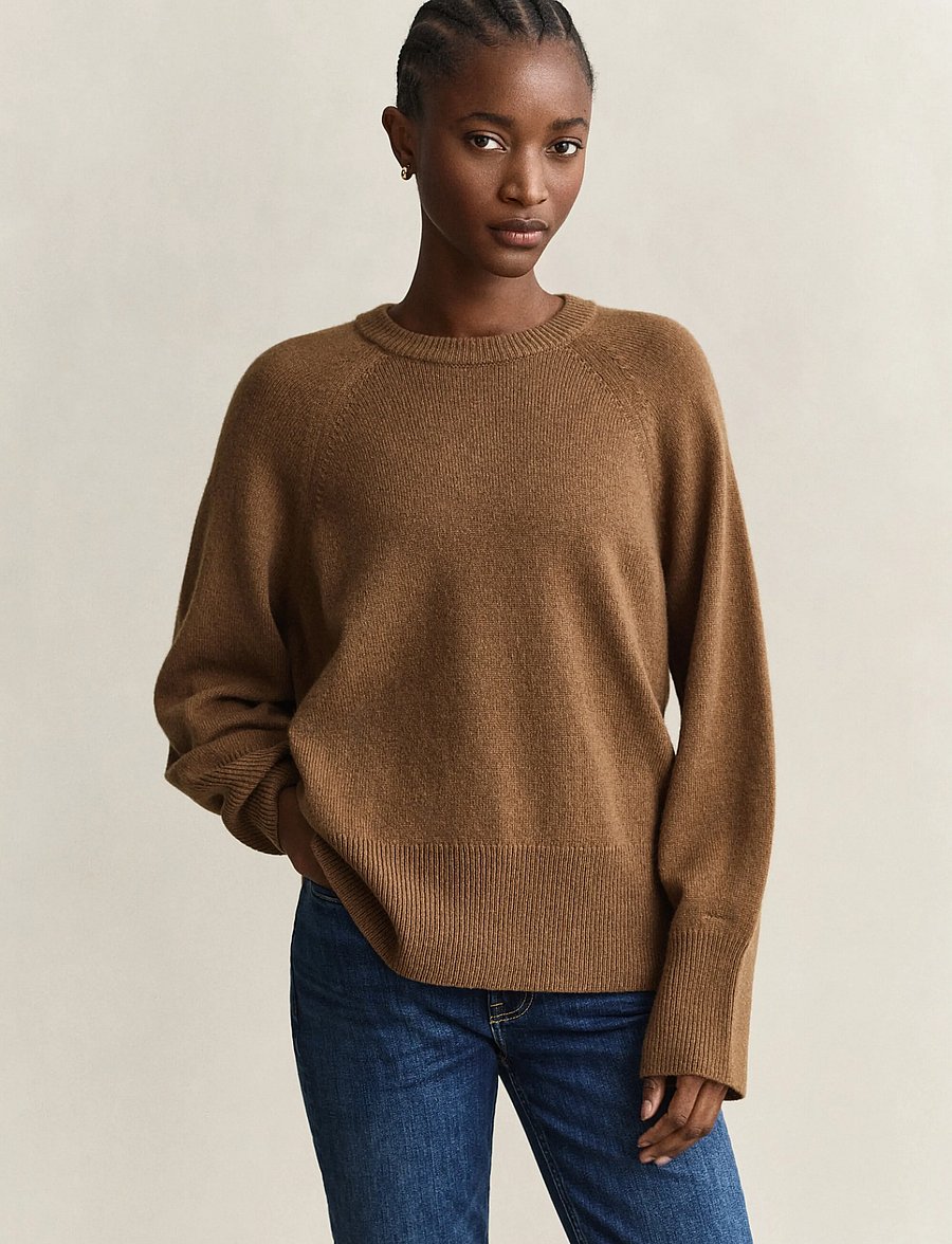 Gant - WOOL CASHMERE C-NECK - cashmere - warm khaki - 0