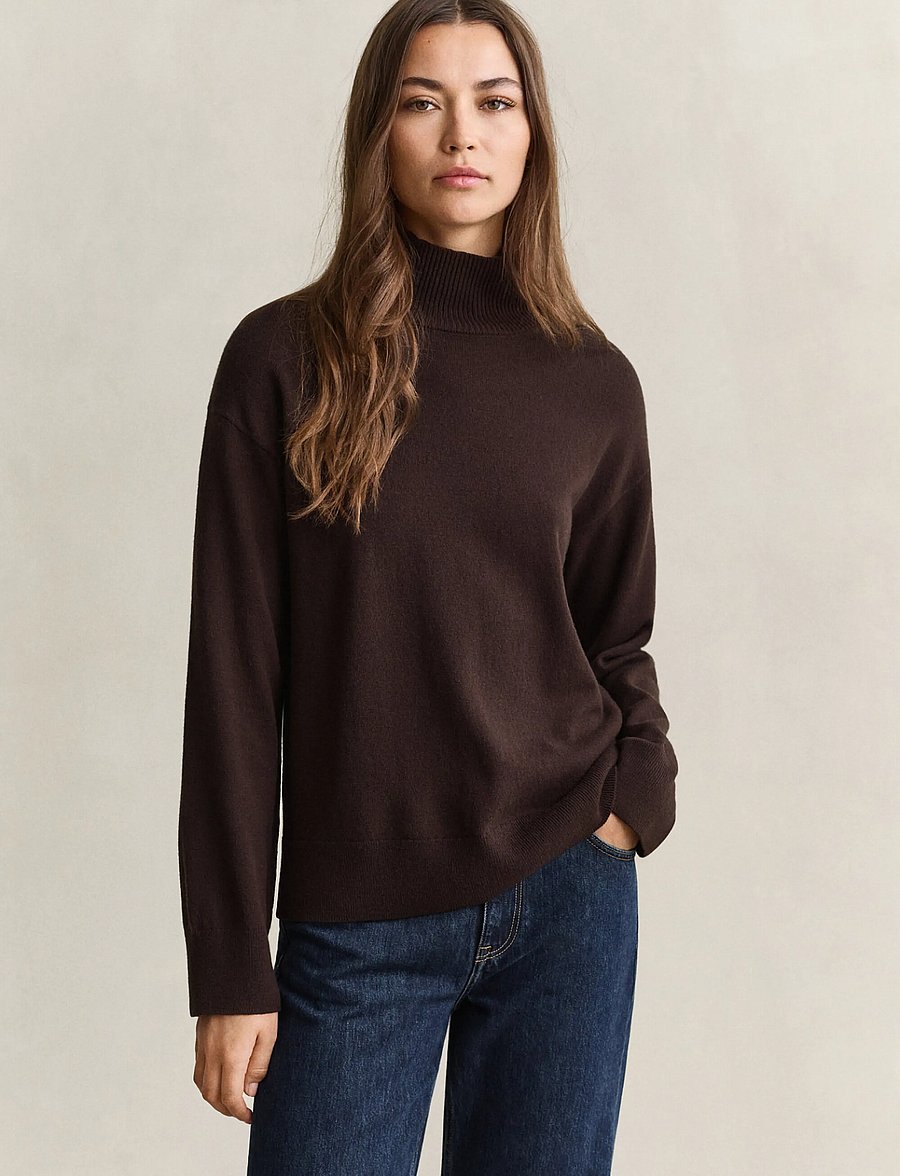 Gant - SUPERFINE LAMBSWOOL MOCKNECK - rollkragenpullover - deep brown - 0