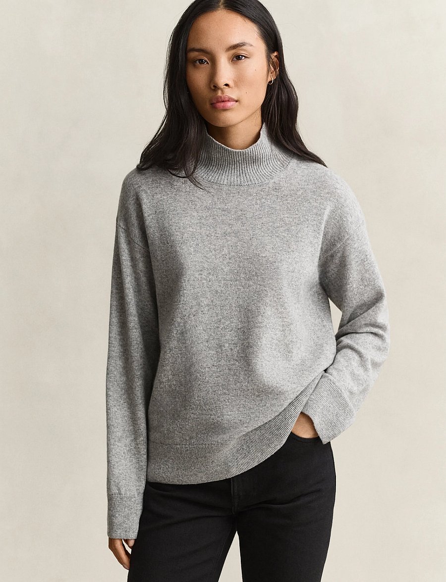 Gant - SUPERFINE LAMBSWOOL MOCKNECK - turtlenecks - grey melange - 0