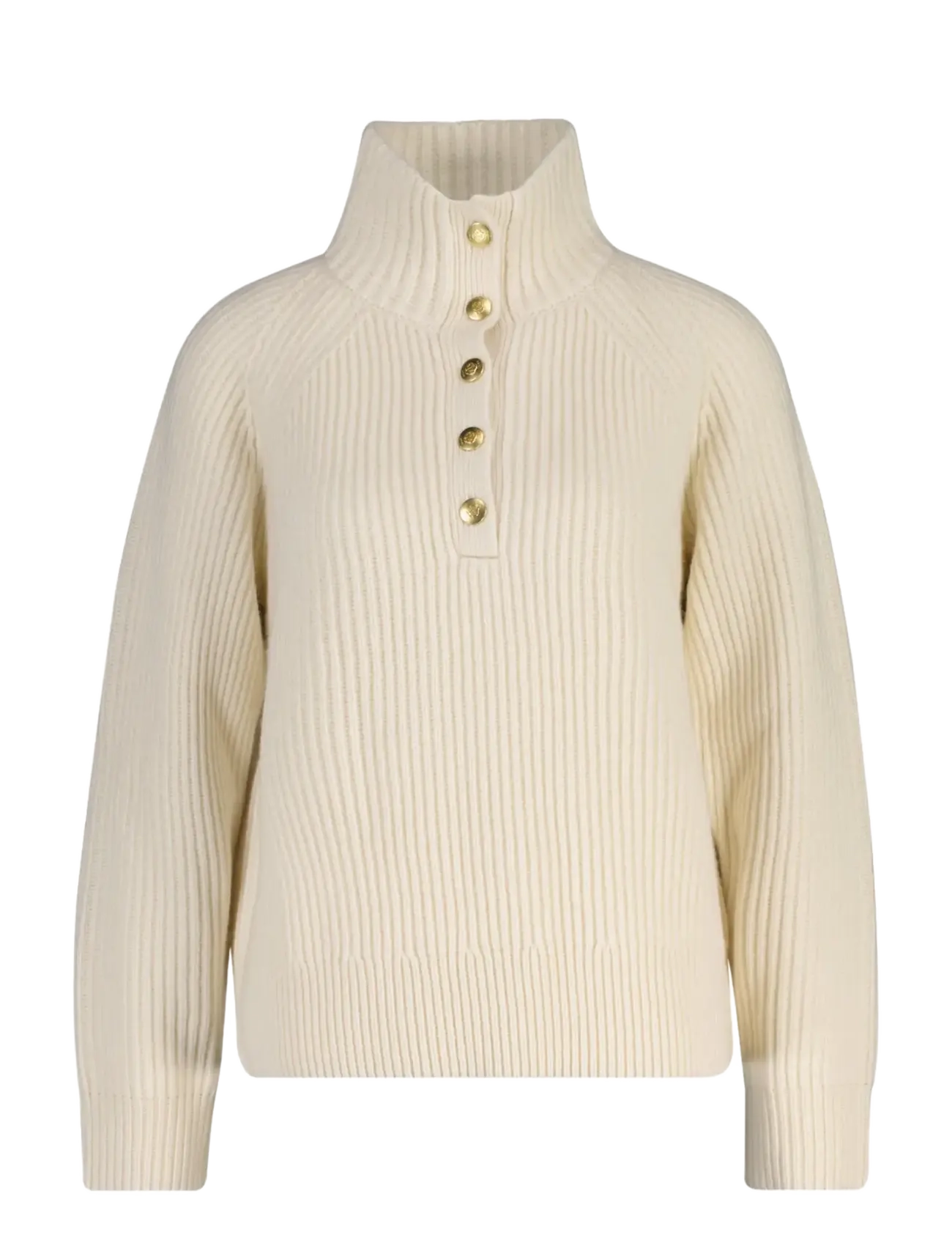 Gant WOOL RIBBED HALF BUTTON - Tøj - CREAM / cream