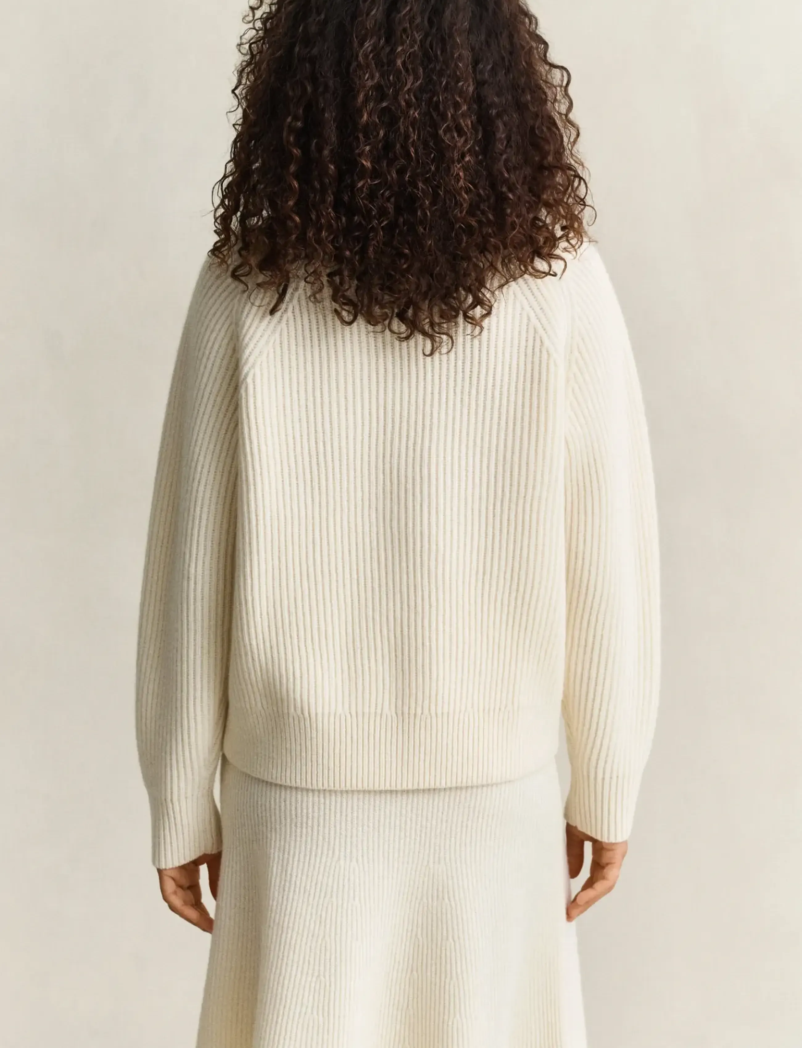 Gant - WOOL RIBBED HALF BUTTON - cream - 2