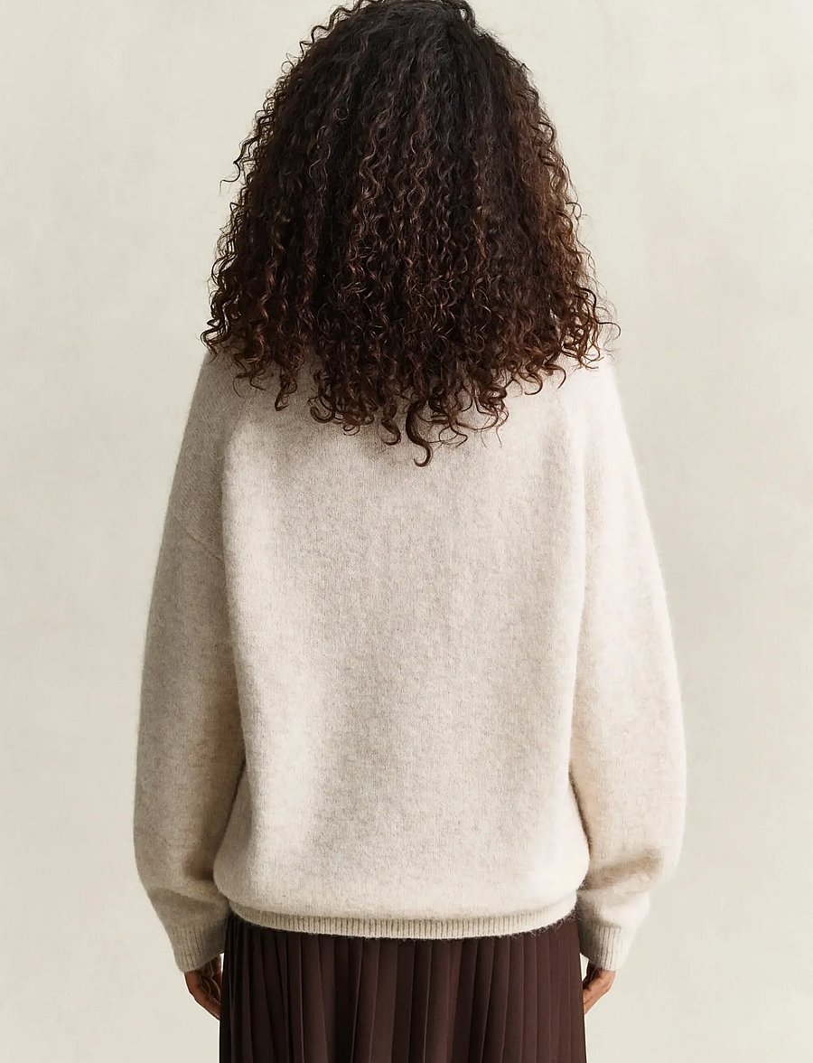 Gant - ALPACA BLEND C-NECK - stickade tröjor - light beige melange - 2
