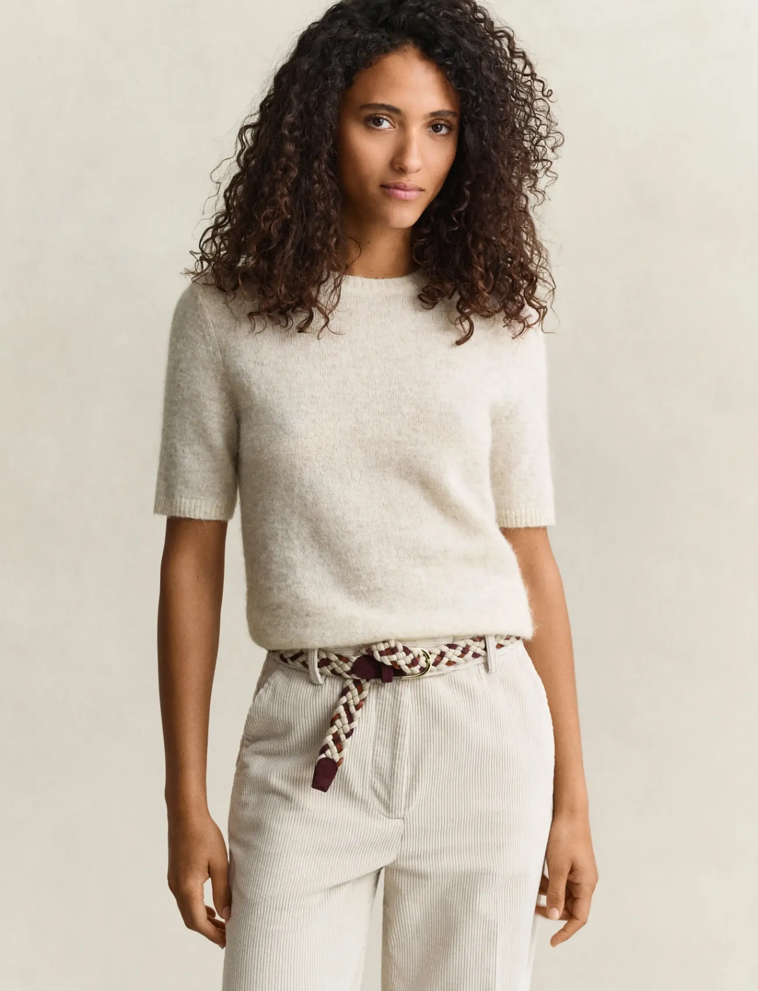 Gant - ALPACA BLEND C-NECK SS - jumpers - light beige melange - 0