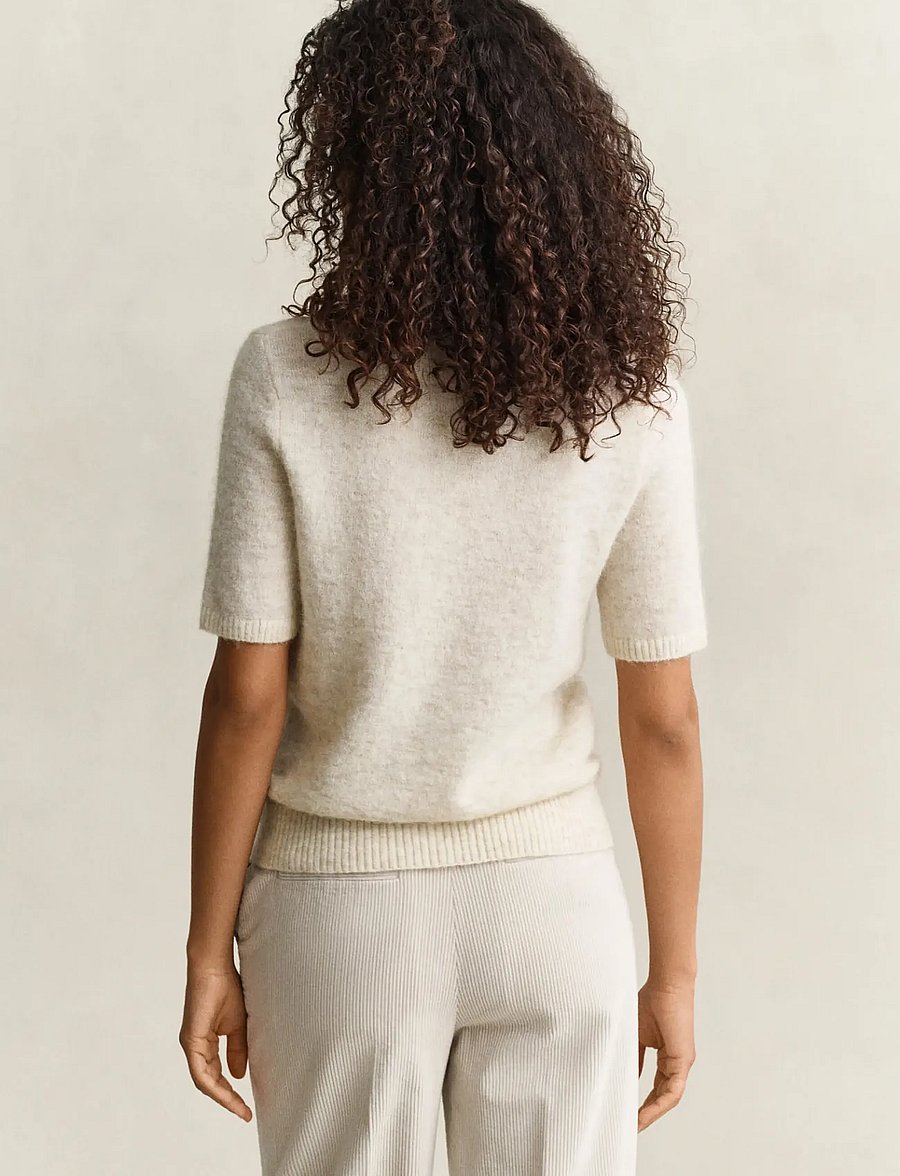 Gant - ALPACA BLEND C-NECK SS - striktrøjer - light beige melange - 2