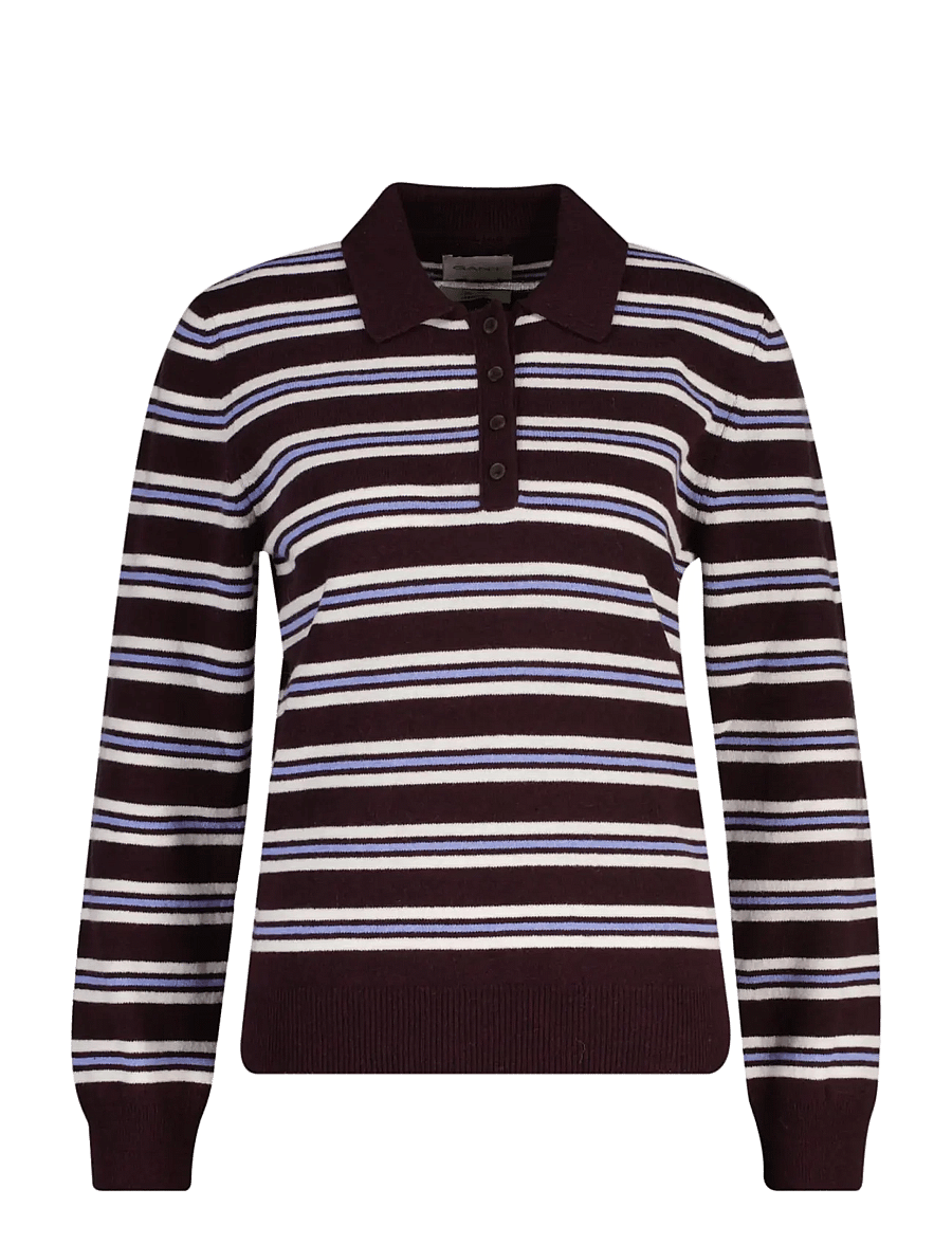 Gant - SUPERFINE LAMBSWOOL STRIPED RUGGER - striktrøjer - darkened wine - 0