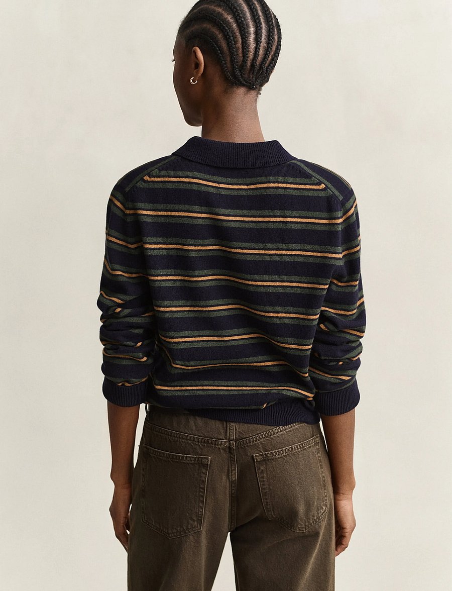 Gant - SUPERFINE LAMBSWOOL STRIPED RUGGER - stickade tröjor - evening blue - 2