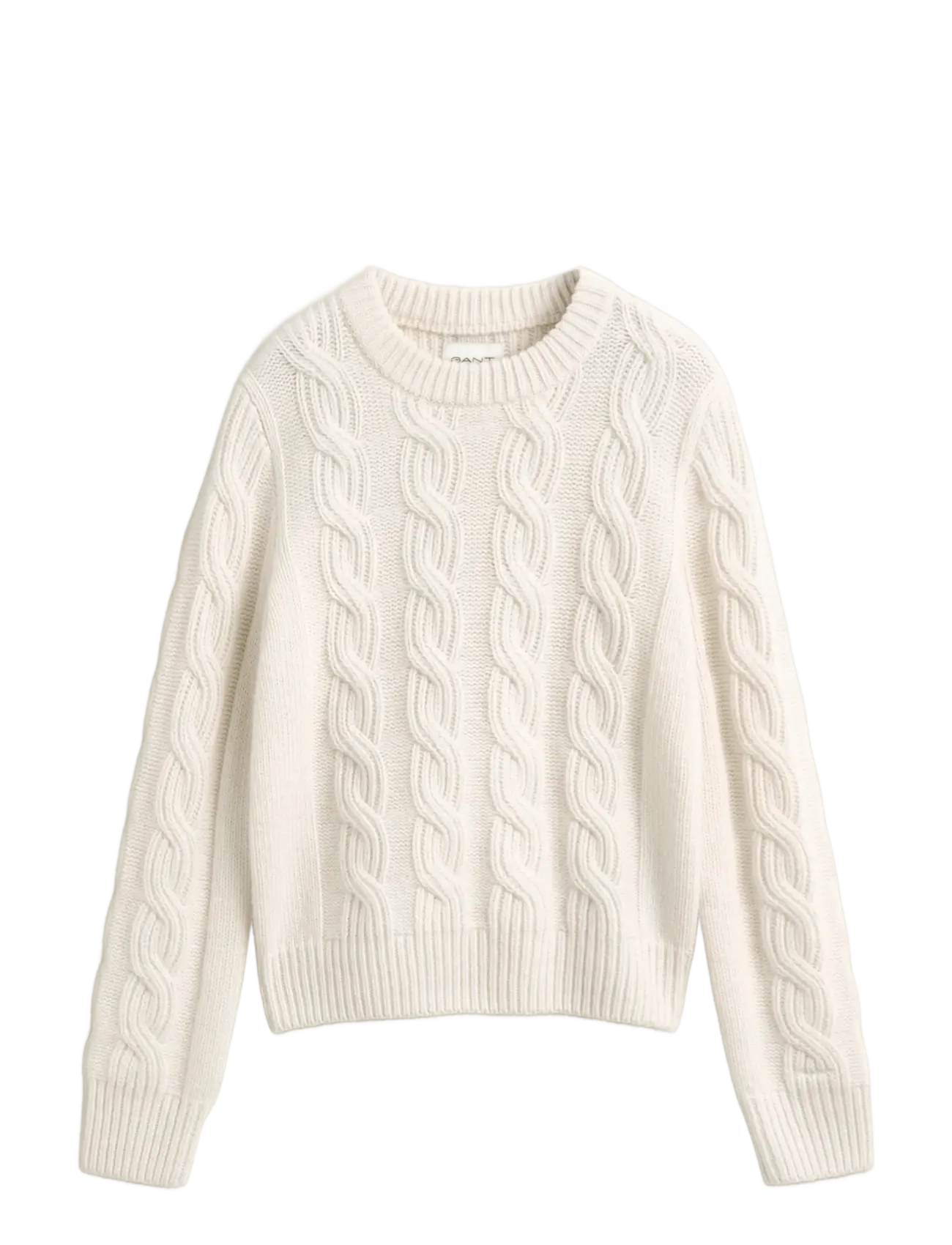 Wool Blend Cable Knit C-Neck