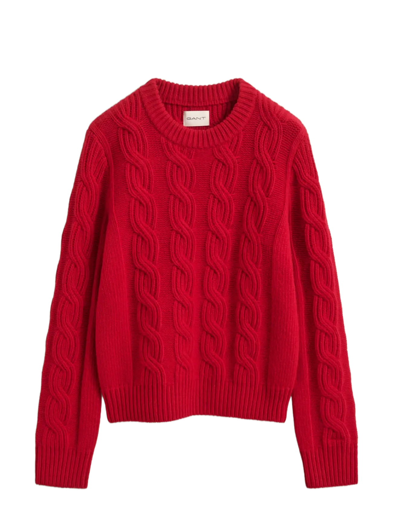 Wool Blend Cable Knit C-Neck