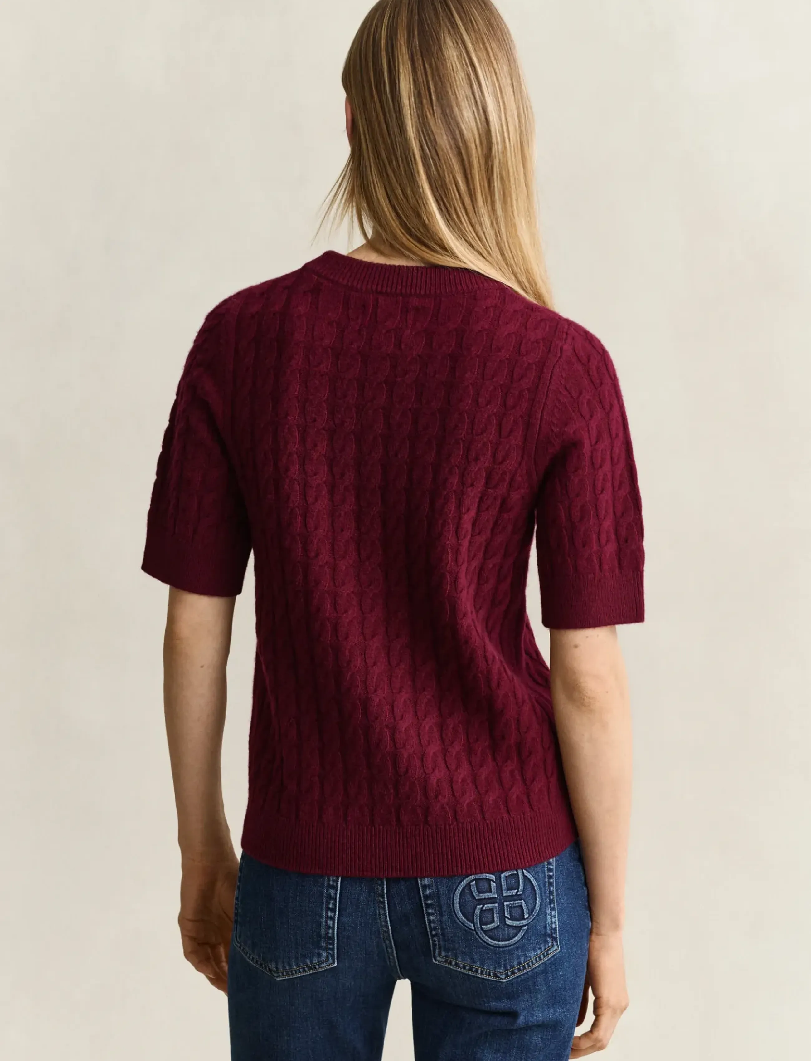 Gant Wool Cashmere Cable C-Neck Ss stickade tröjor dam – bild 2