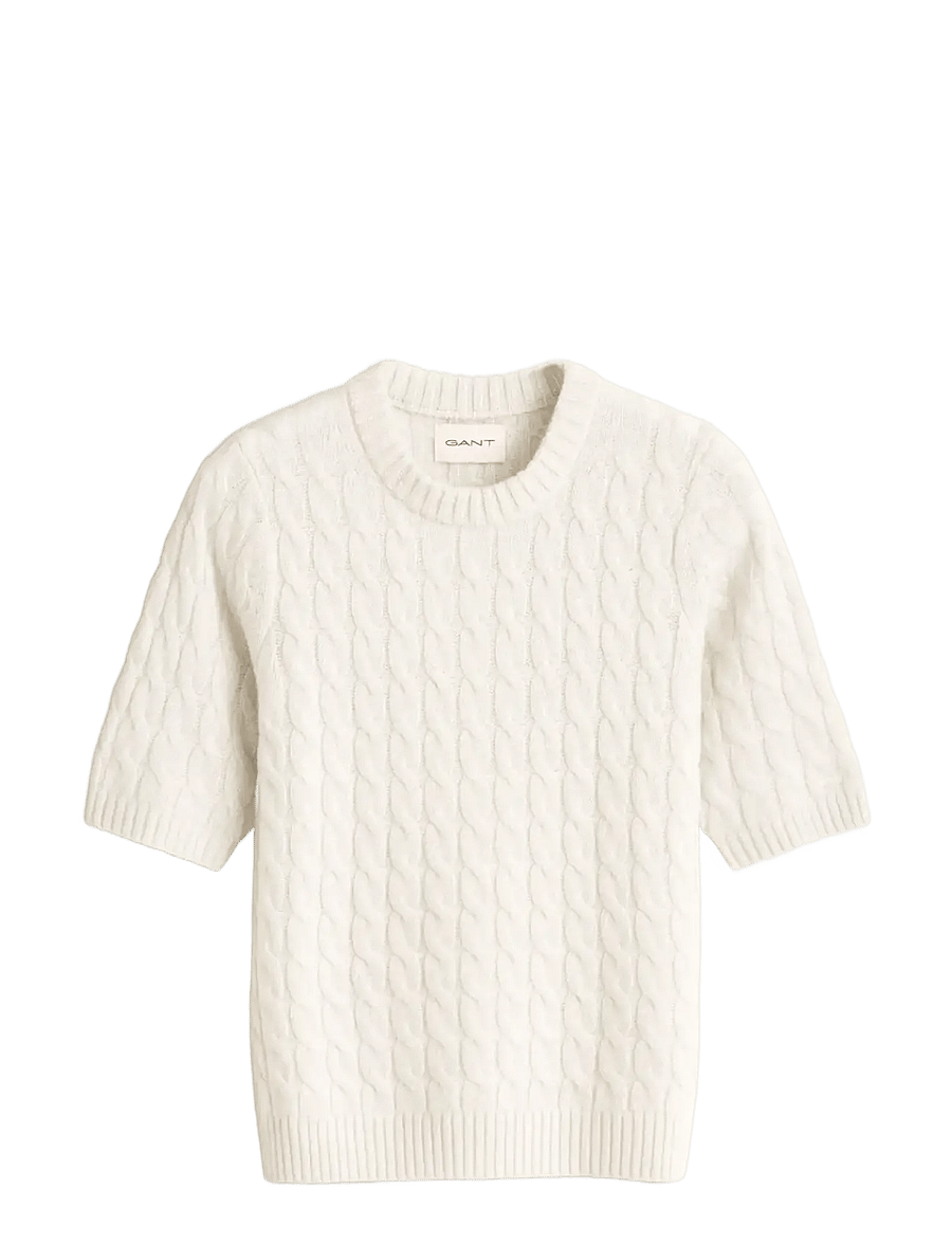 Gant - WOOL METALLIC BLEND CABLE SS - t-shirts - cream - 0