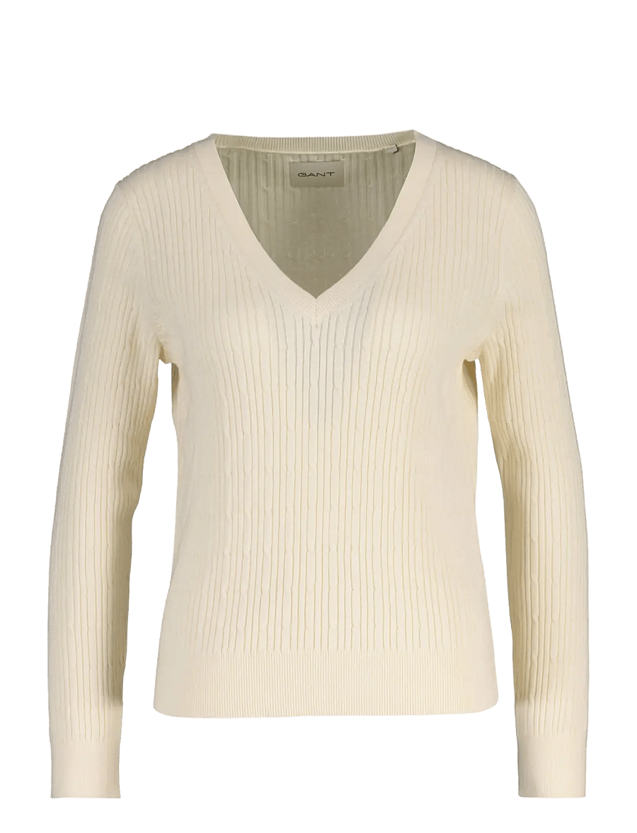Gant - MINI CABLE V-NECK - jumpers - cream - 0