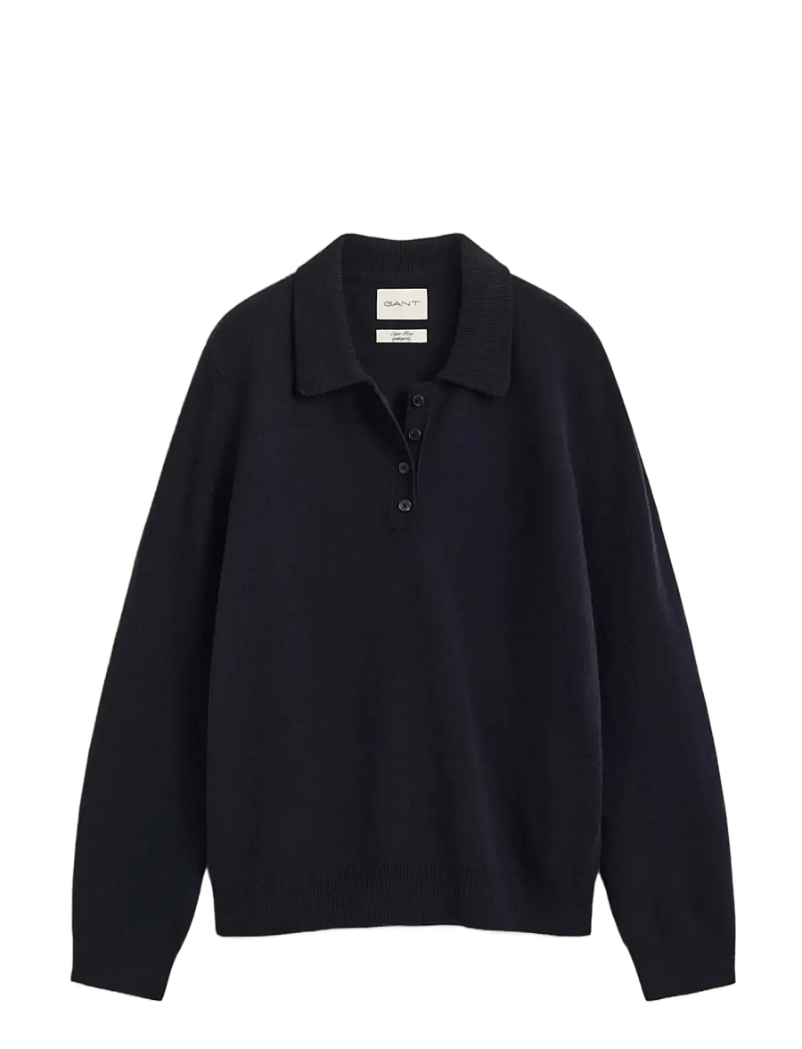 Gant - SUPERFINE LAMBSWOOL RUGGER - peysur - evening blue - 1