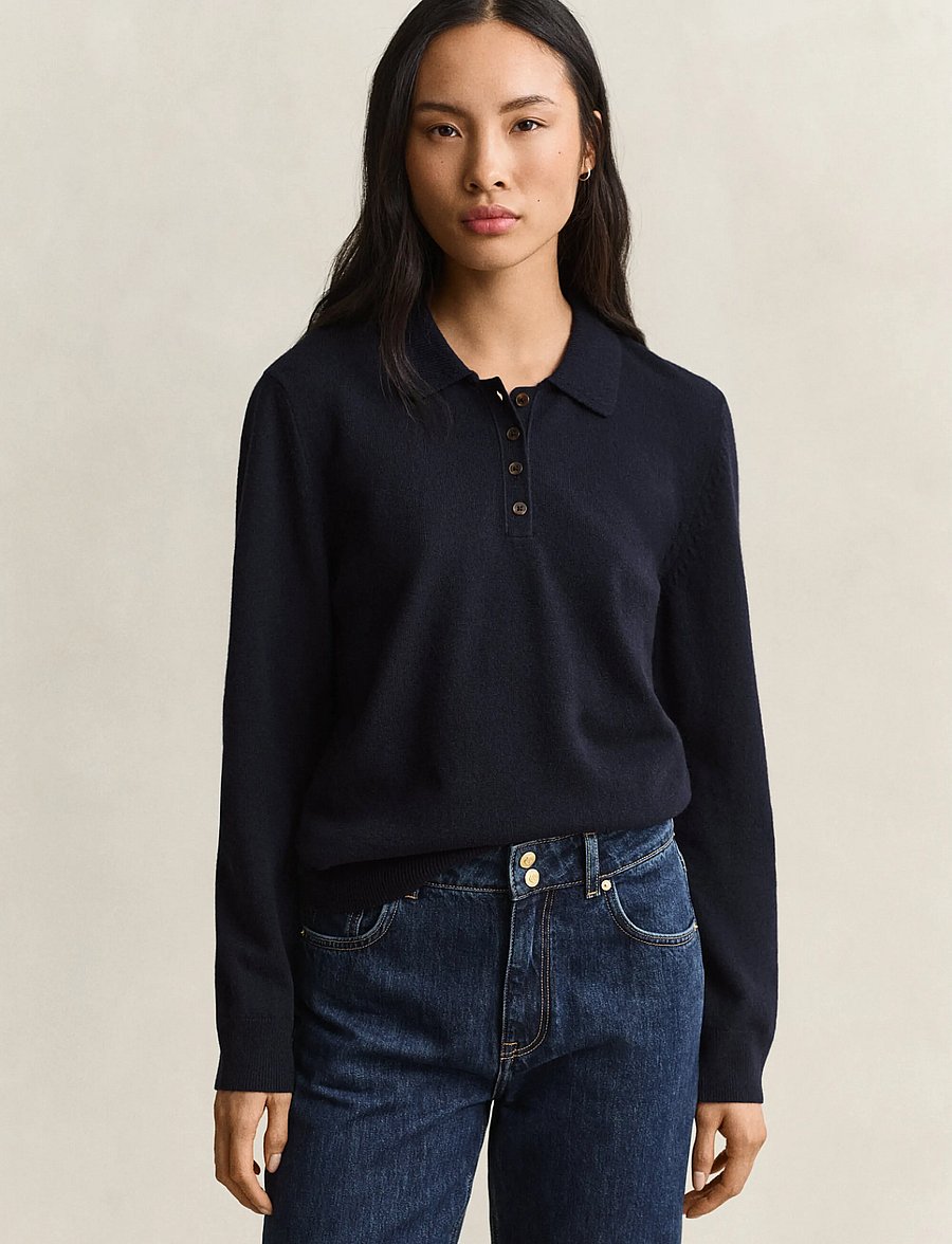 Gant - SUPERFINE LAMBSWOOL RUGGER - kampsunid - evening blue - 0