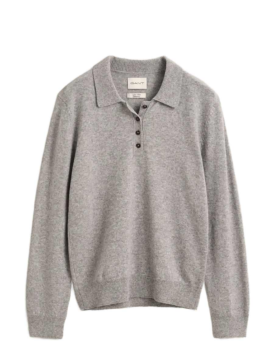 Gant - SUPERFINE LAMBSWOOL RUGGER - jumpers - grey melange - 1