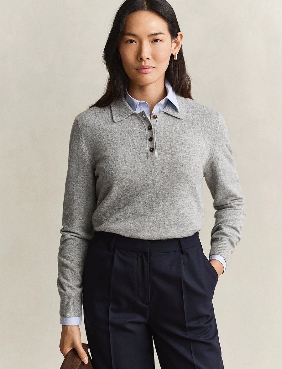 Gant - SUPERFINE LAMBSWOOL RUGGER - striktrøjer - grey melange - 0