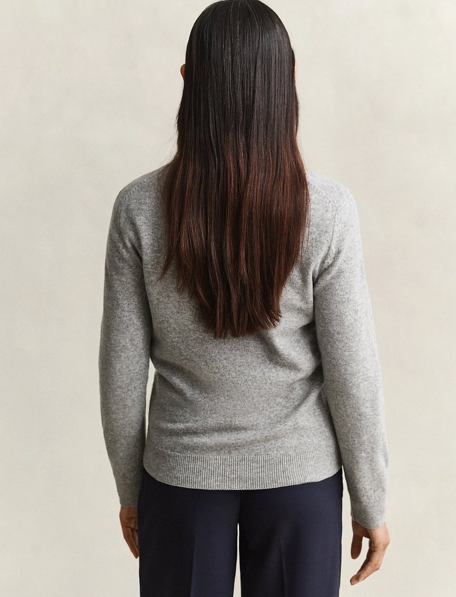 Gant - SUPERFINE LAMBSWOOL RUGGER - striktrøjer - grey melange - 2