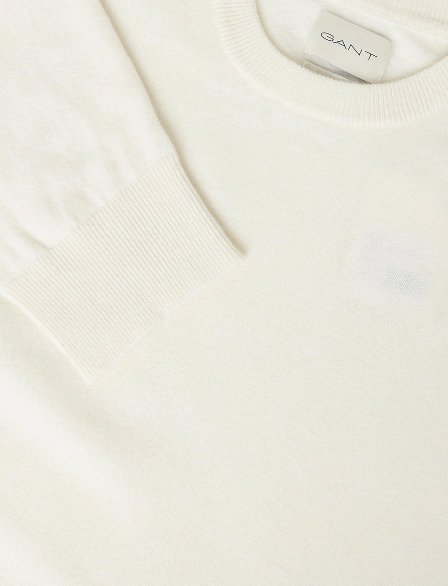 Gant - SUPERFINE LAMBSWOOL C-NECK - striktrøjer - cream - 4