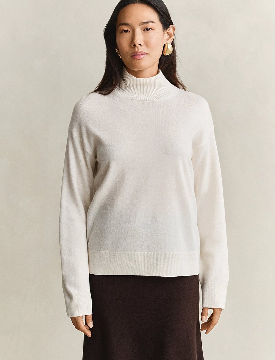 Gant - SUPERFINE LAMBSWOOL MOCKNECK - polotröjor - cream - 0