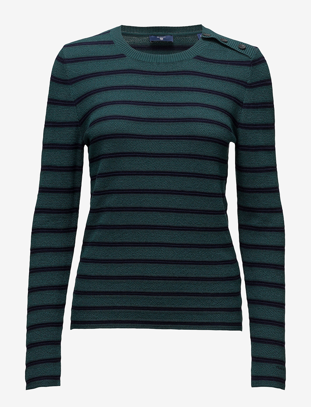 GANT - OP2. BRETON STRIPED CREW NECK - june bug green - 0