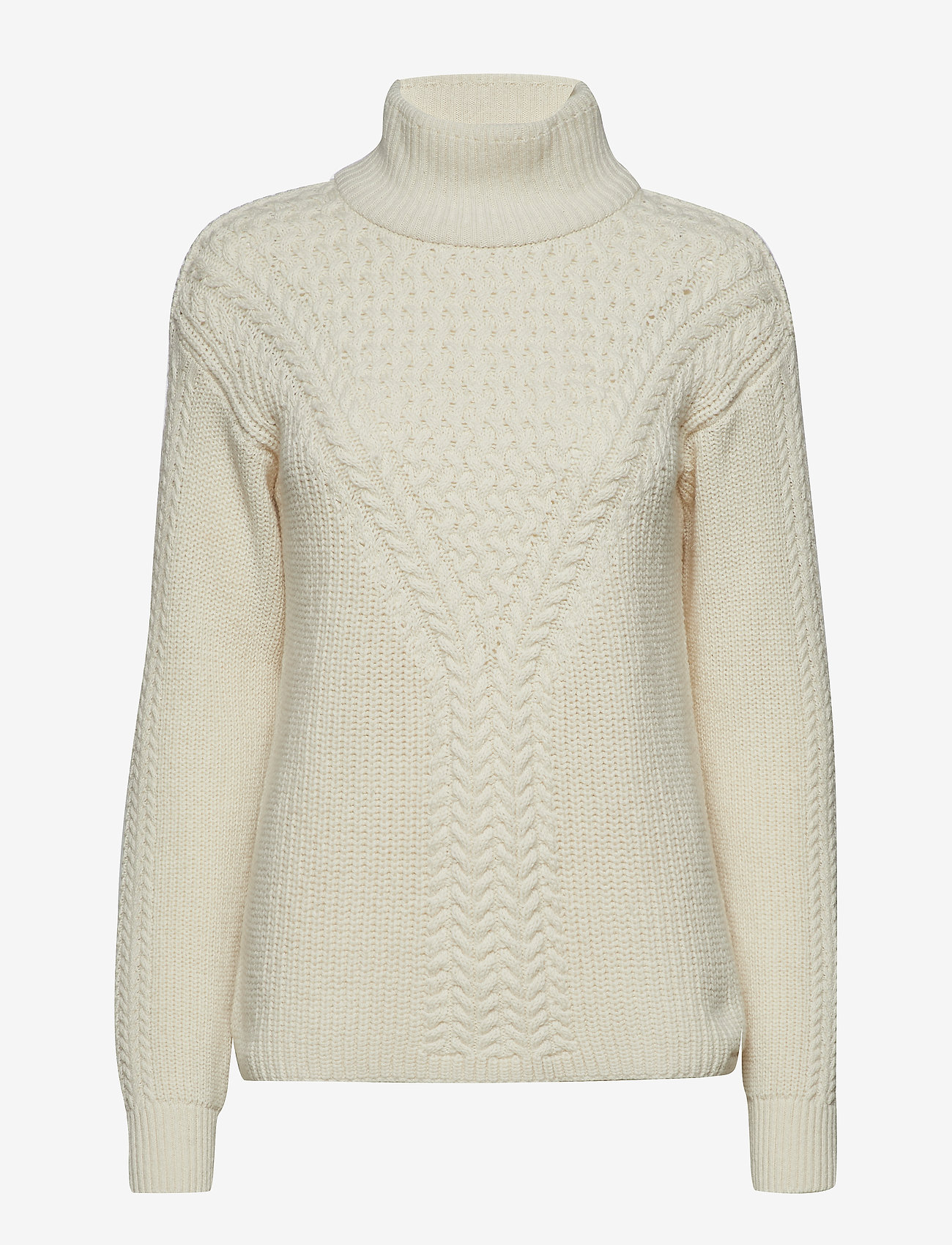O1. CABLE TURTLENECK - EGGSHELL