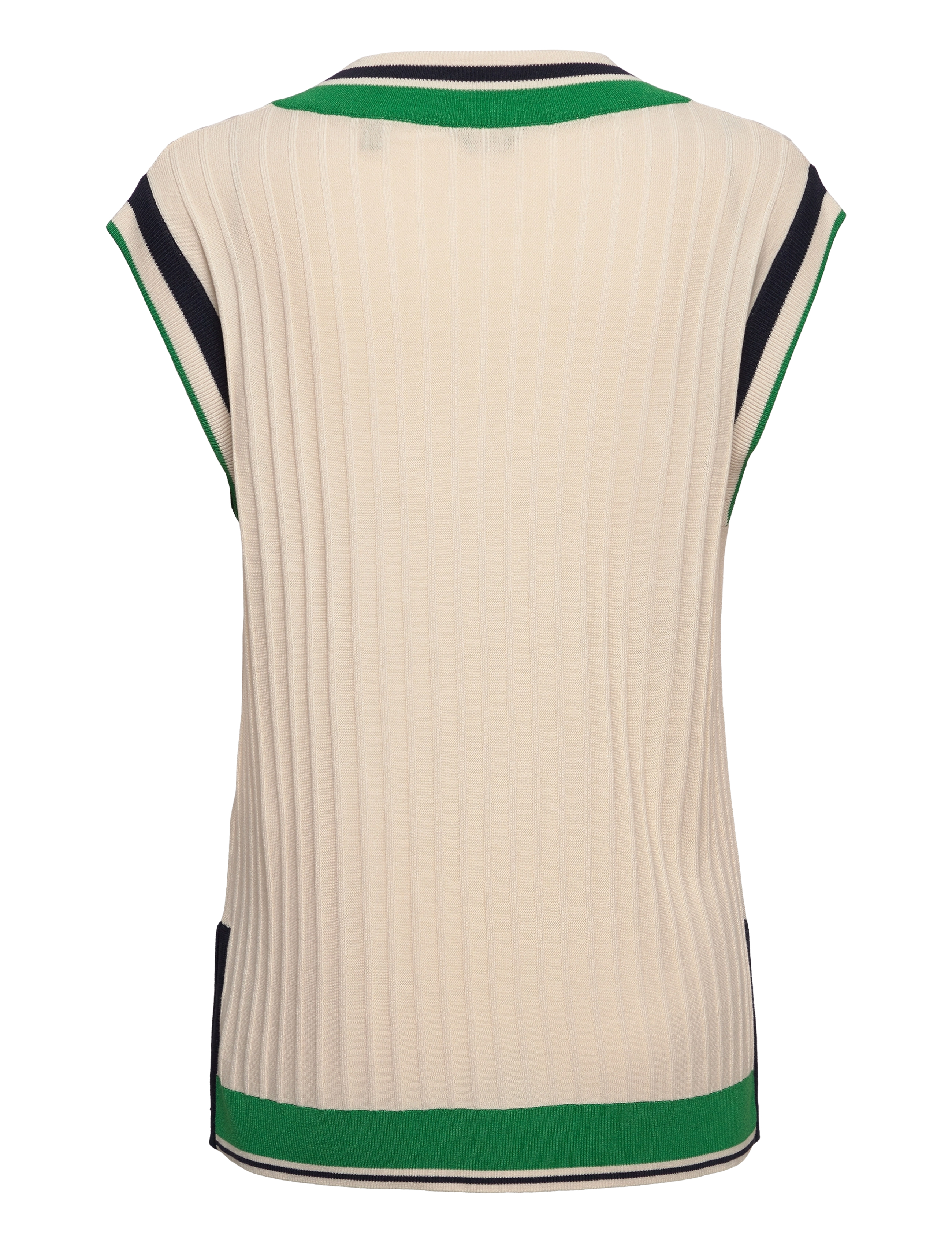 GANT - D1. STRIPED RIB KNIT VEST - linen - 1