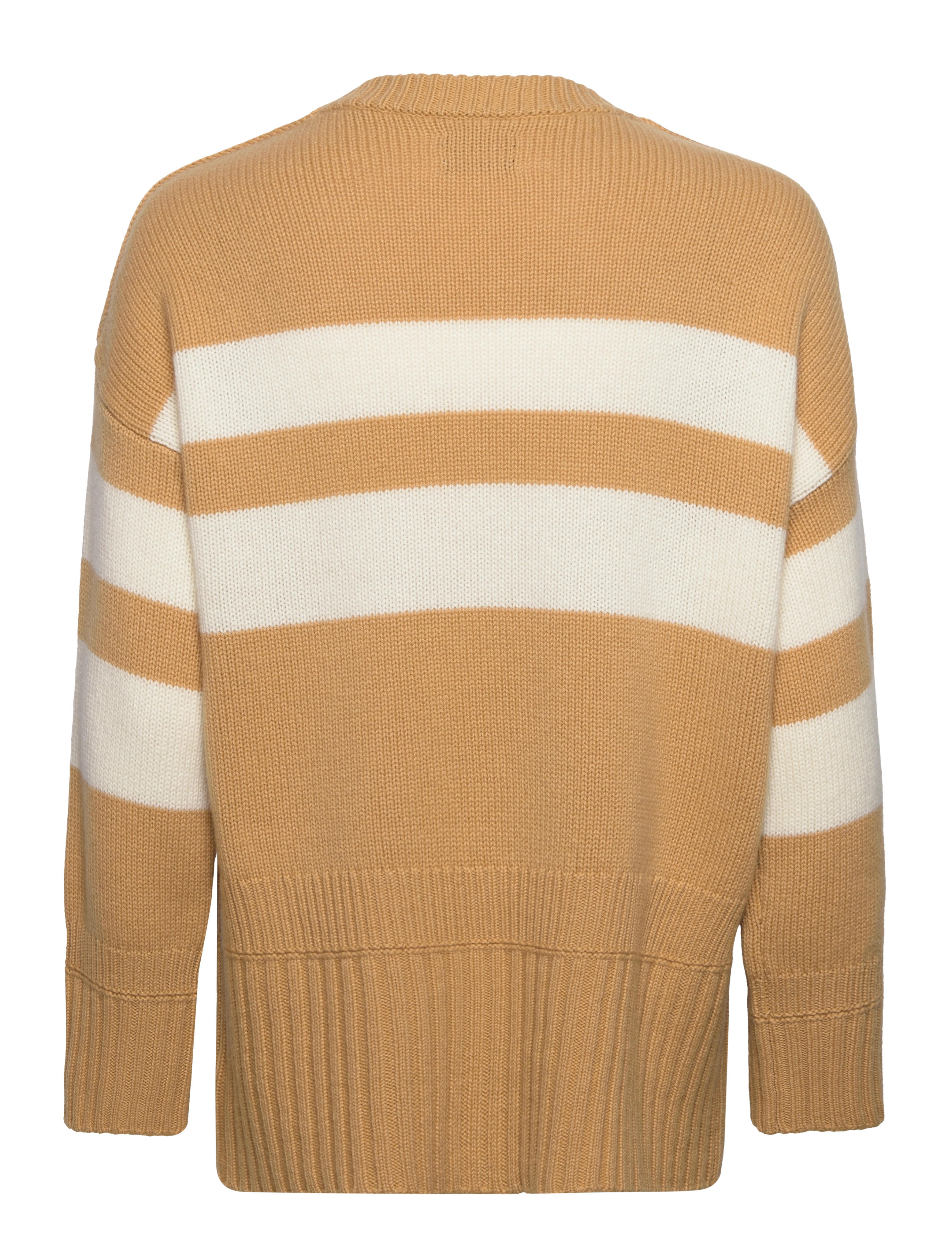 GANT - D2. STRIPED C-NECK - toffee beige - 1