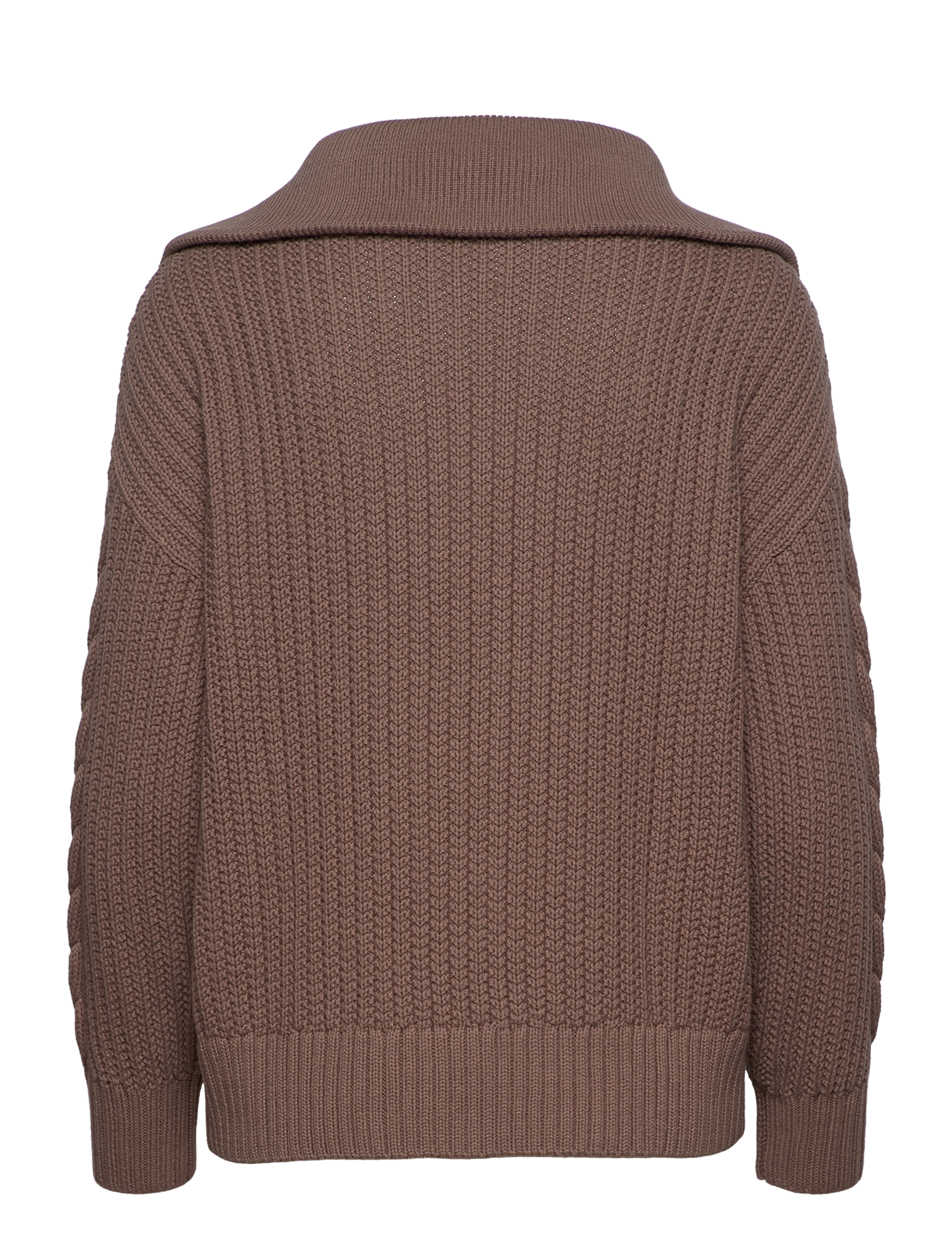 GANT - D2. CABLE HALF ZIP SWEATER - mole brown - 1
